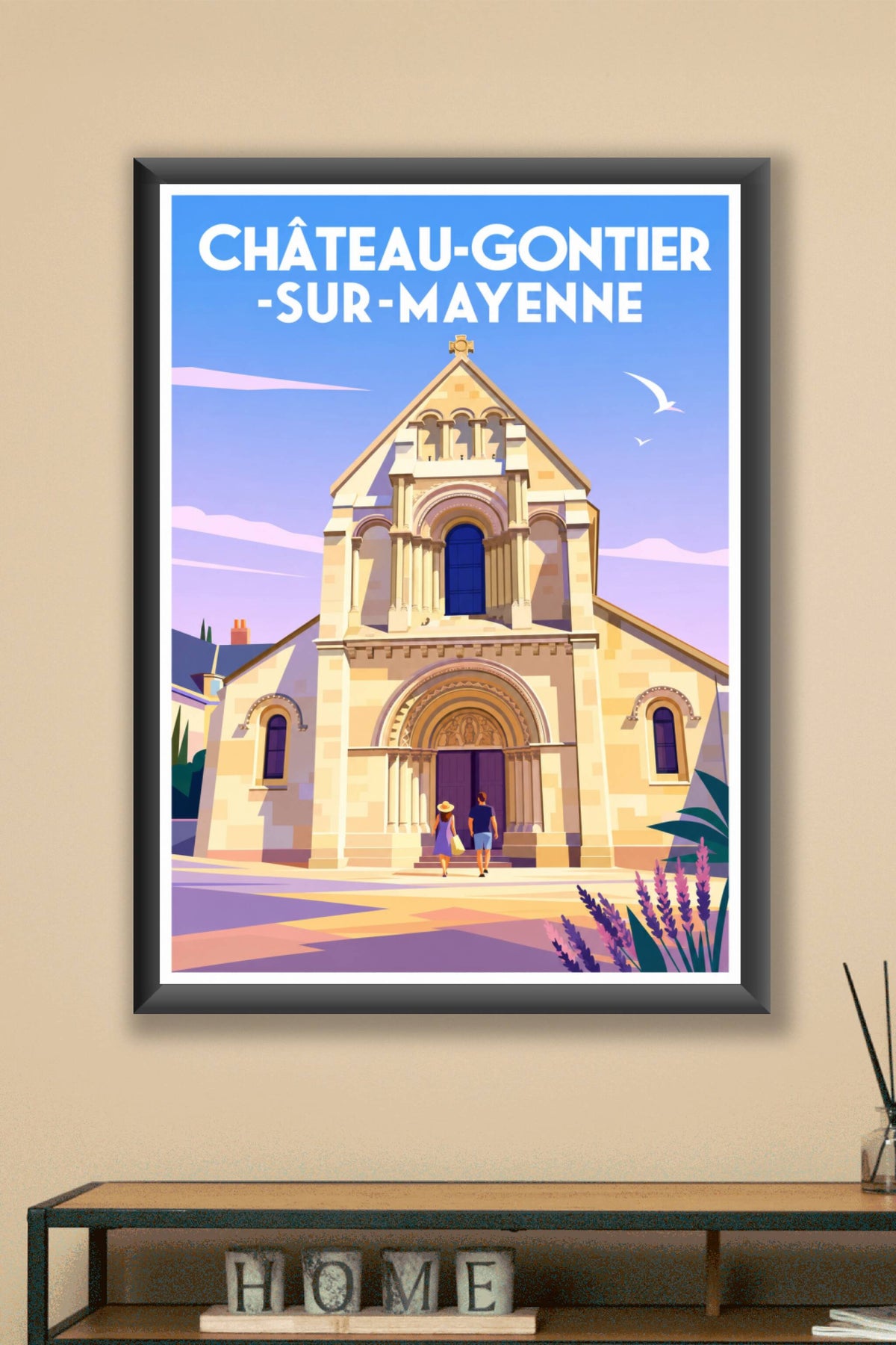 Affiche de Château-Gontier, poster église romane