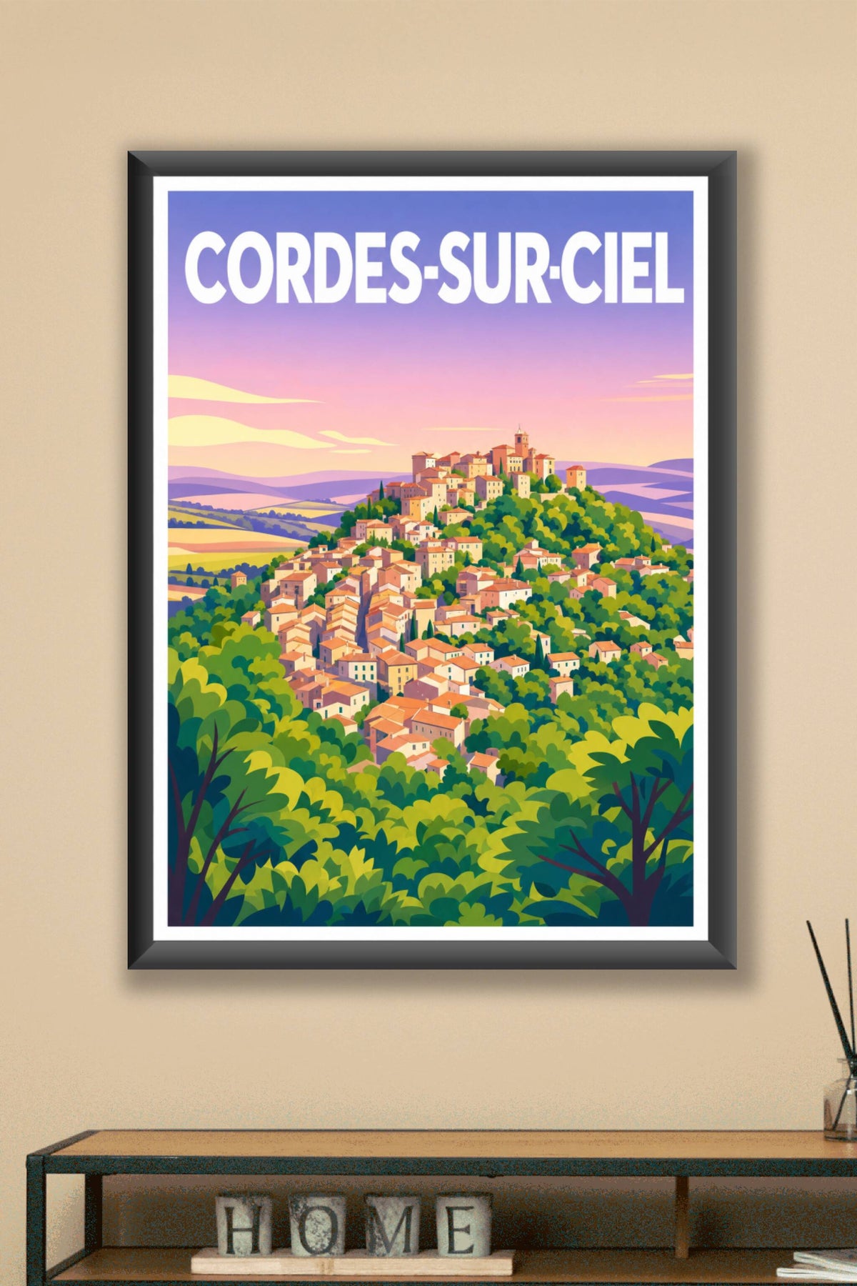 Affiche de Cordes-sur-Ciel, poster village du Tarn