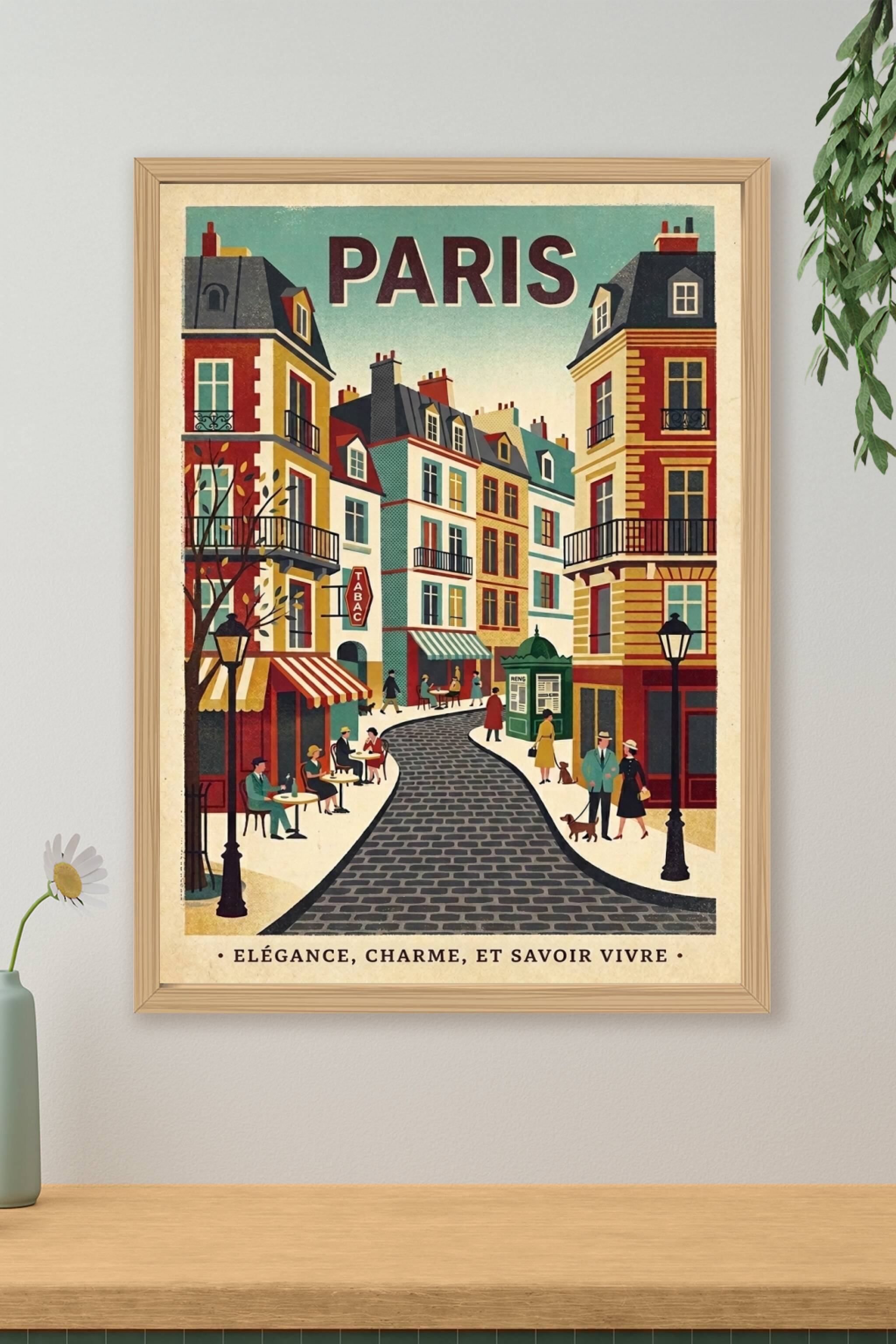 Affiche Paris vintage, poster rue de Paris