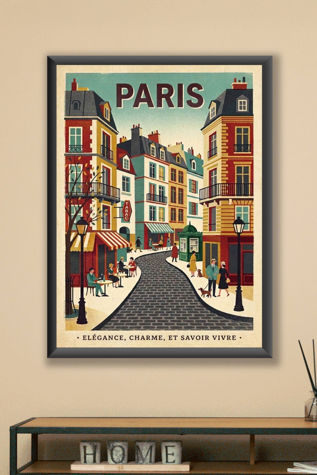 Affiche Paris vintage, poster rue de Paris