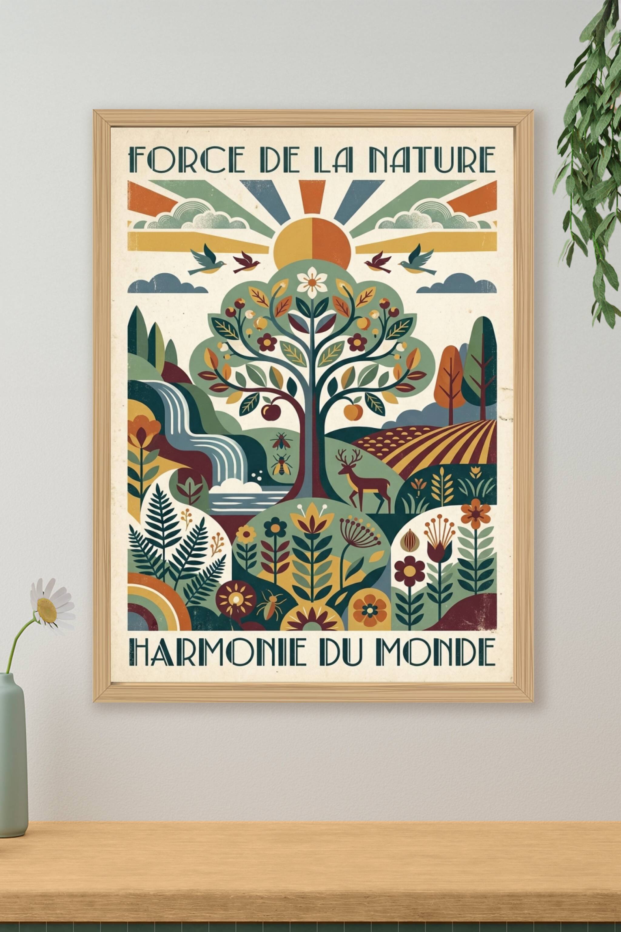 Affiche de la nature vintage, poster arbre de vie