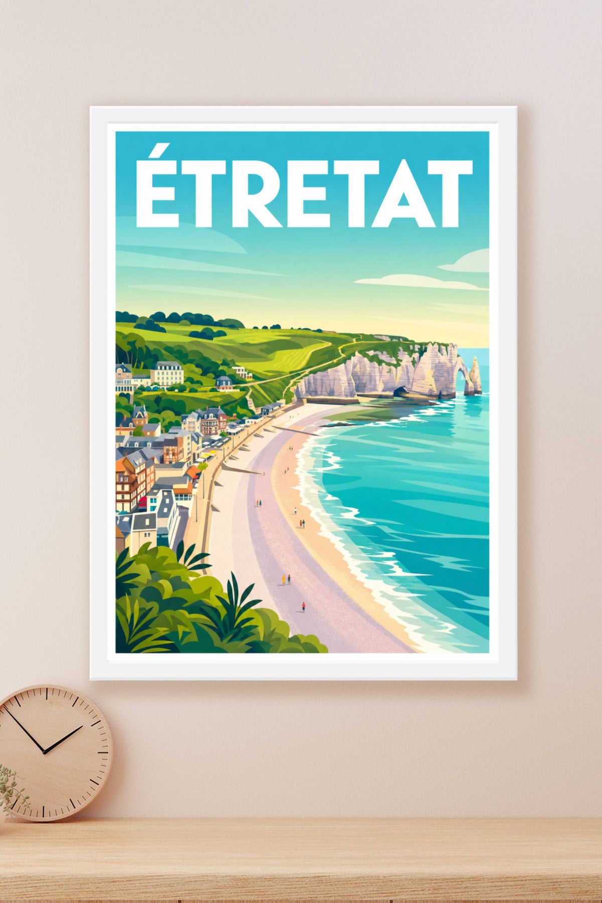 Affiche d'Étretat, poster falaises et plage