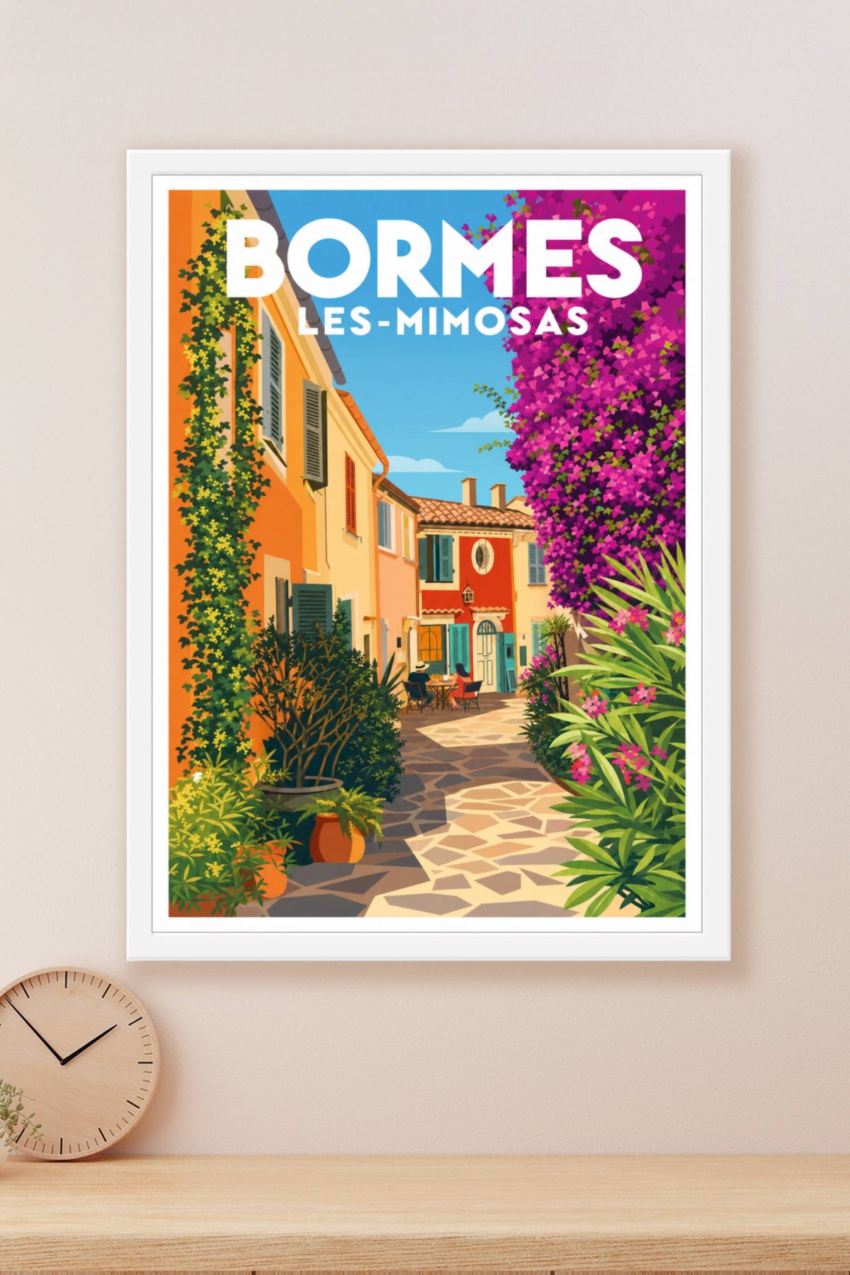 Affiche de Bormes-les-Mimosas, poster village fleuri