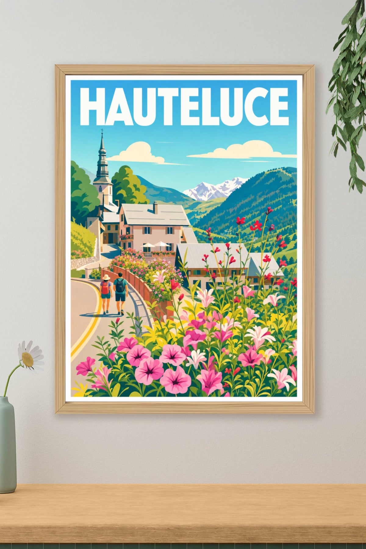 Affiche de Hauteluce, poster village fleuri