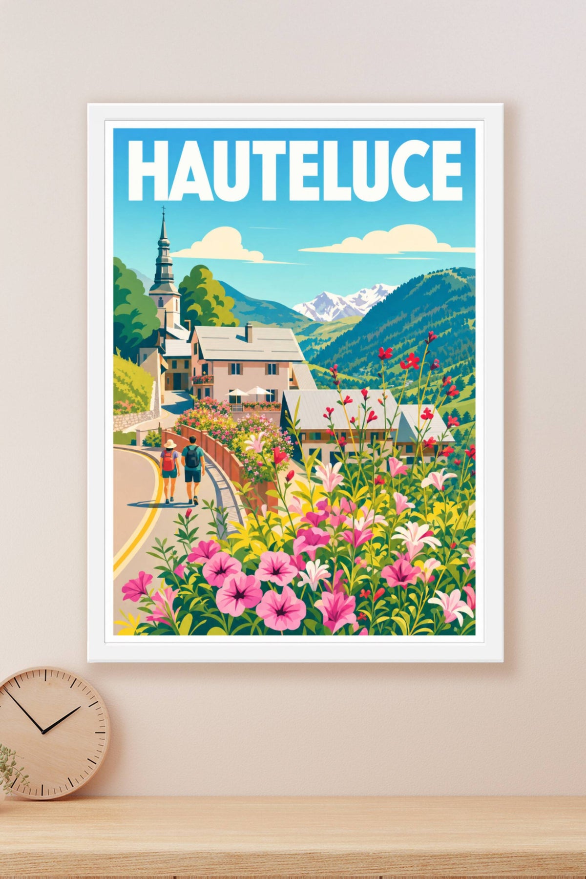 Affiche de Hauteluce, poster village fleuri