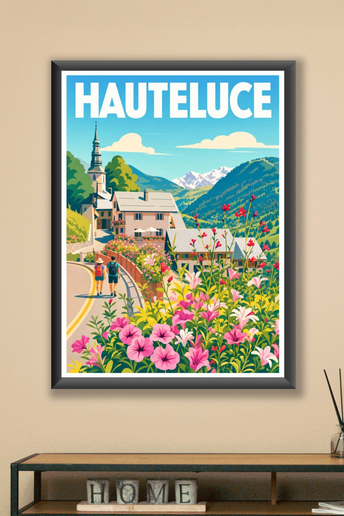 Affiche de Hauteluce, poster village fleuri