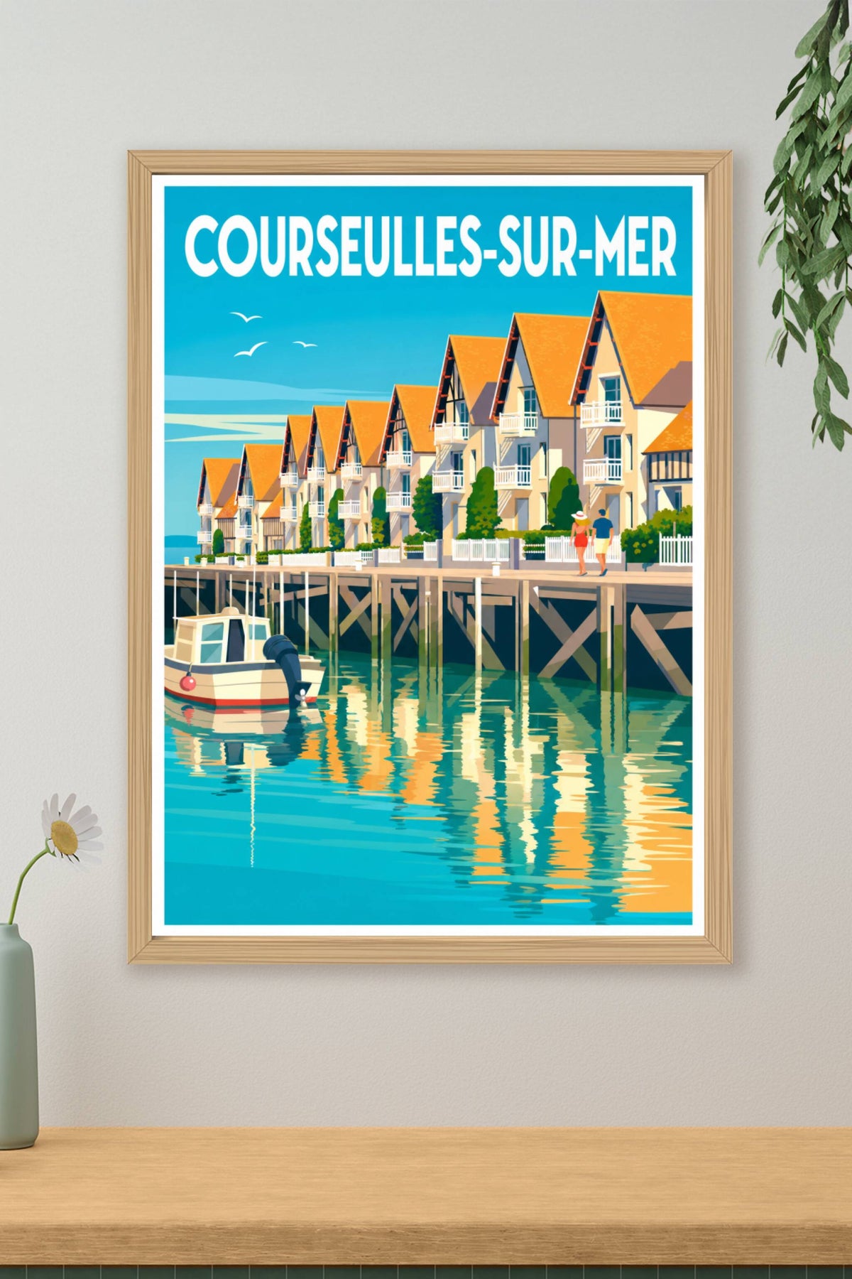 Poster de Courseulles-sur-Mer, maisons normandes