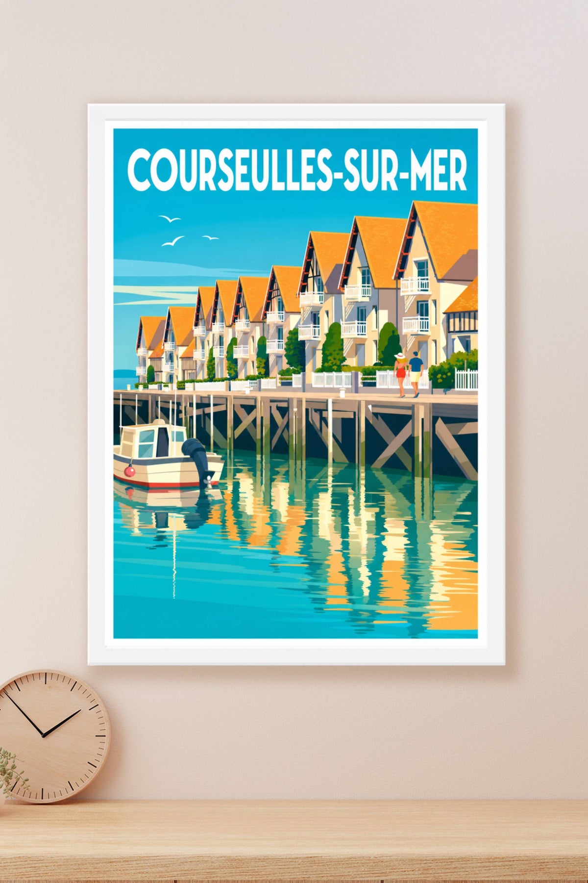 Poster de Courseulles-sur-Mer, maisons normandes