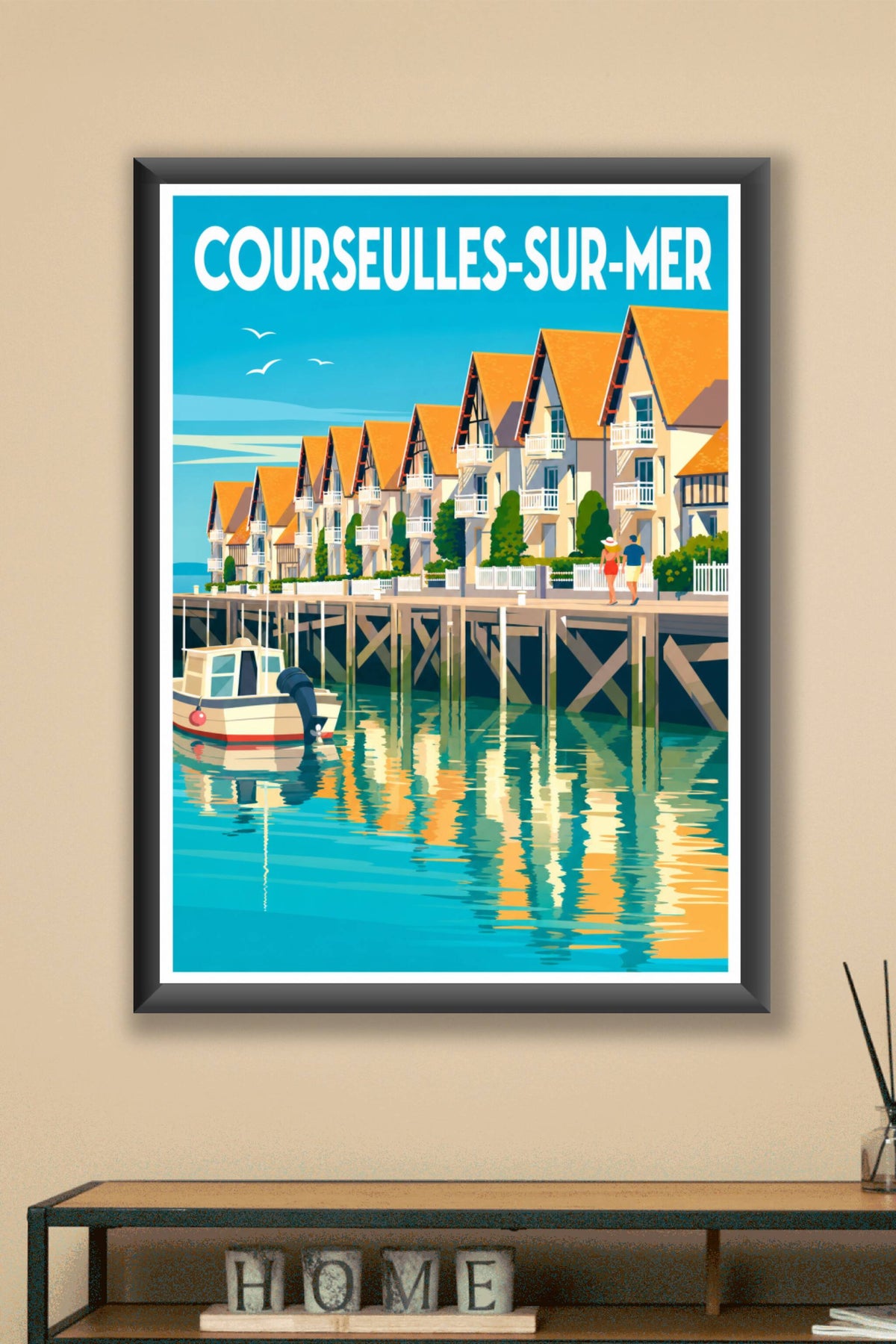 Poster de Courseulles-sur-Mer, maisons normandes