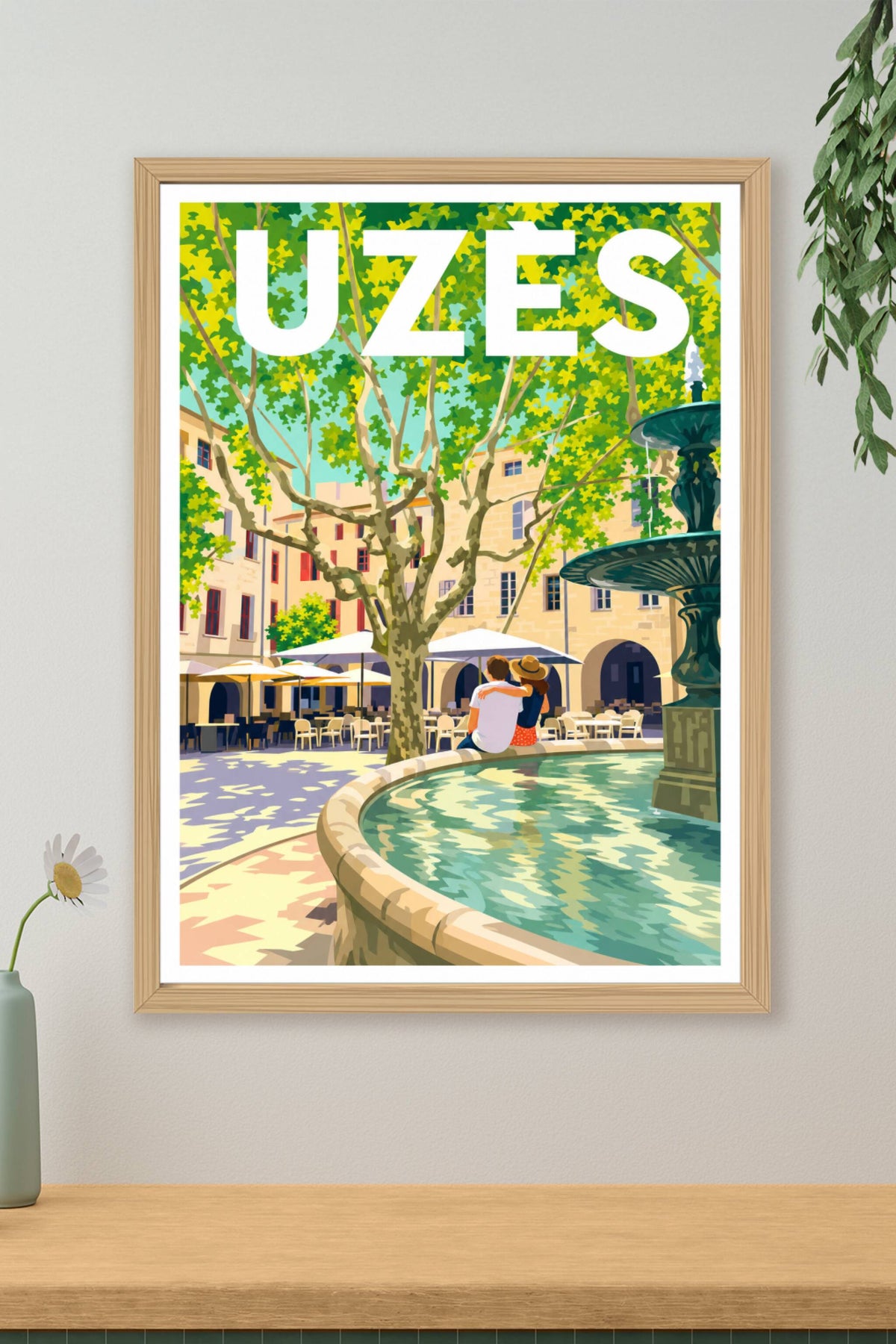 Affiche d'Uzès, poster Place aux Herbes