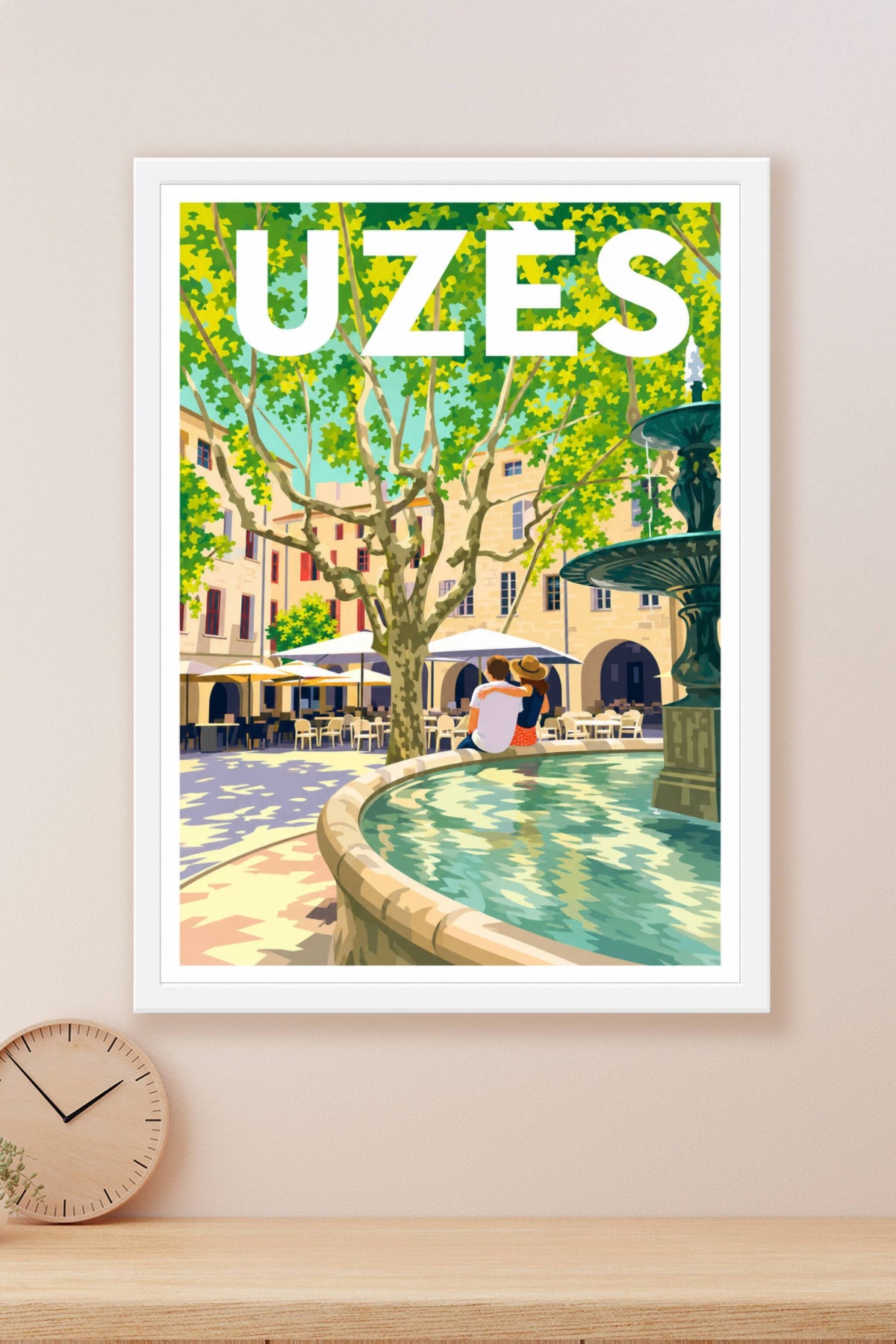Affiche d'Uzès, poster Place aux Herbes