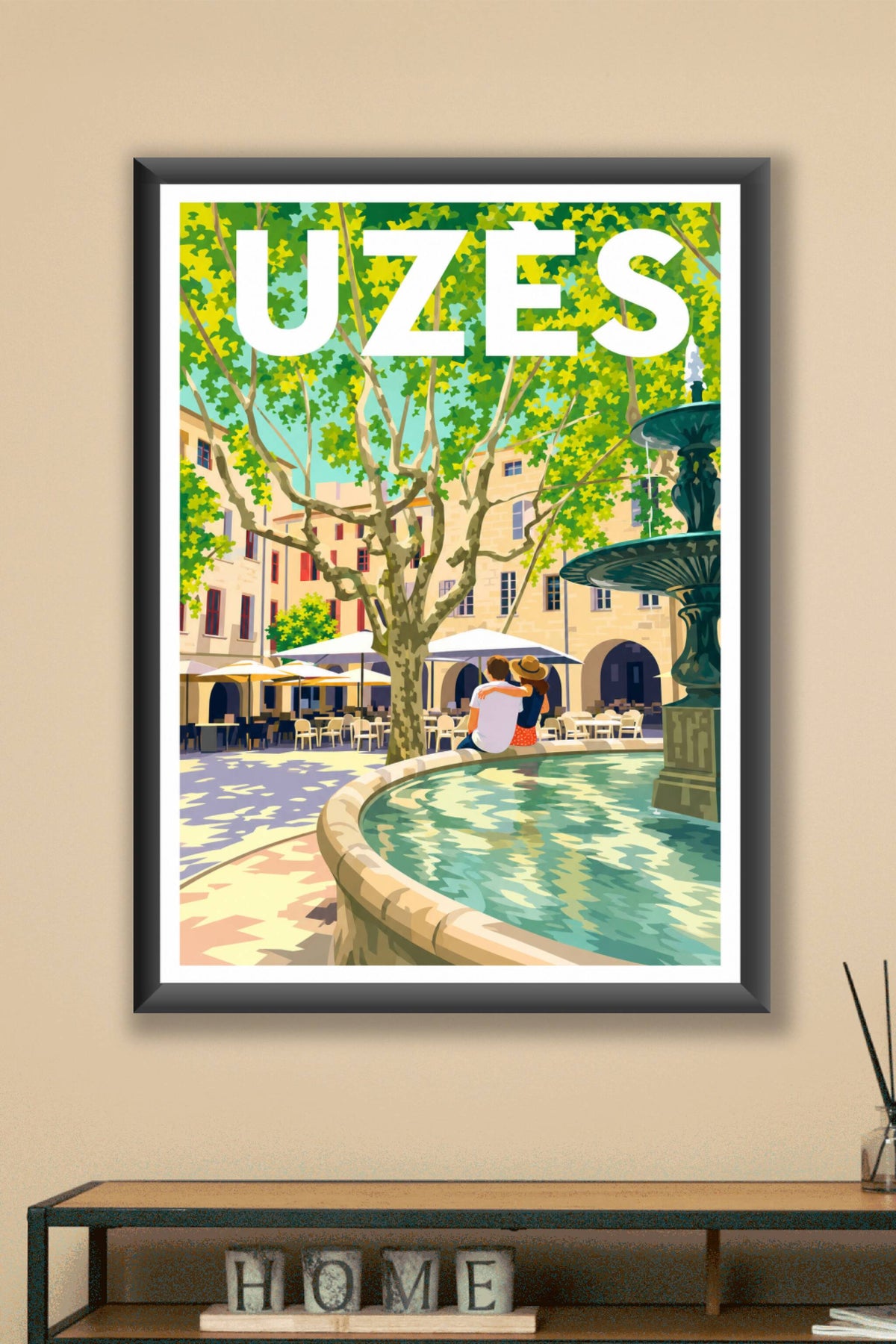 Affiche d'Uzès, poster Place aux Herbes
