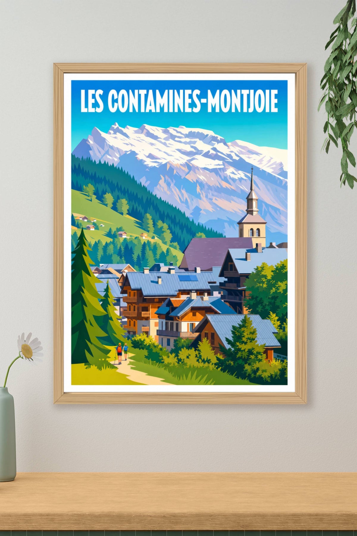 Affiche des Contamines-Montjoie, poster village des Alpes