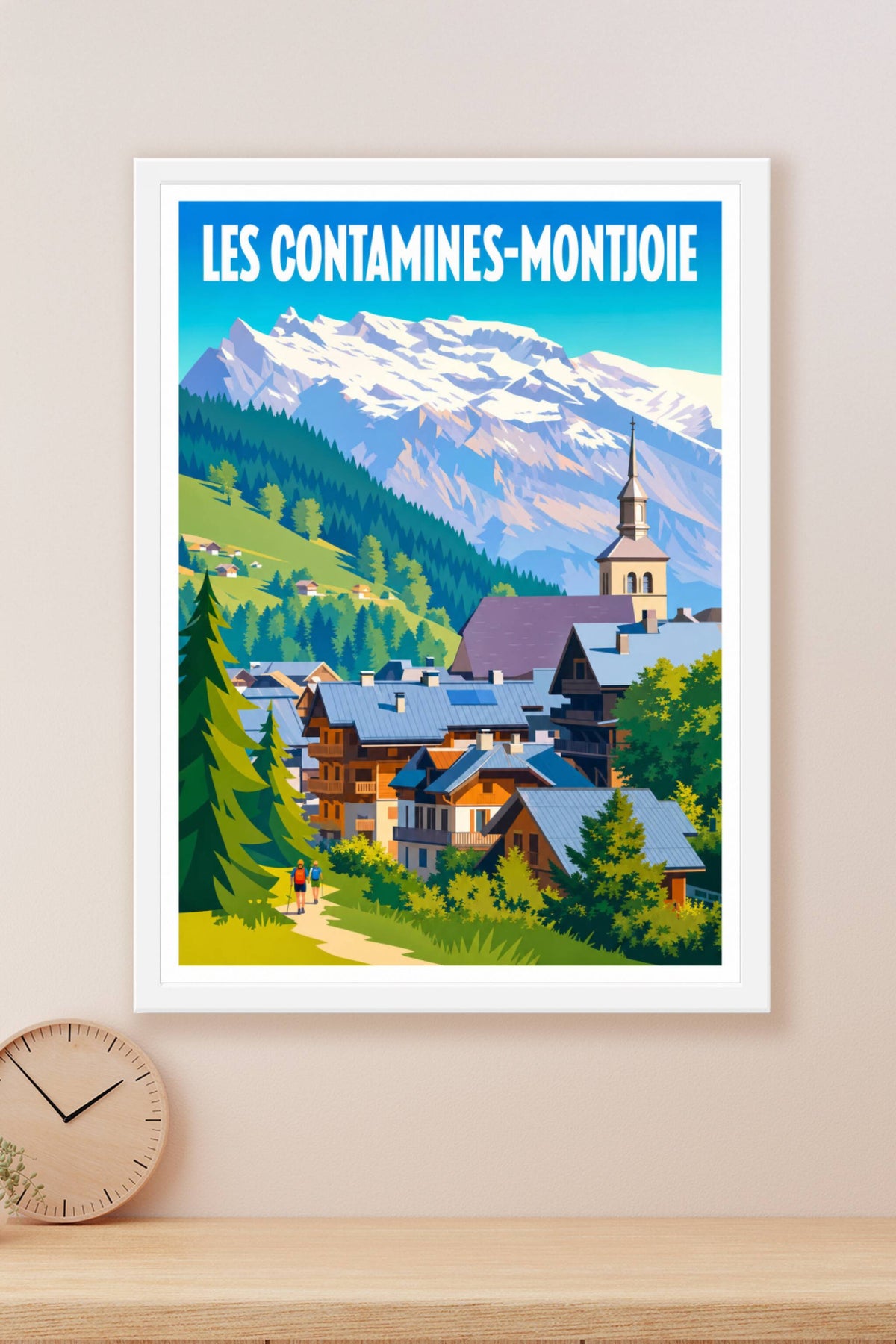 Affiche des Contamines-Montjoie, poster village des Alpes