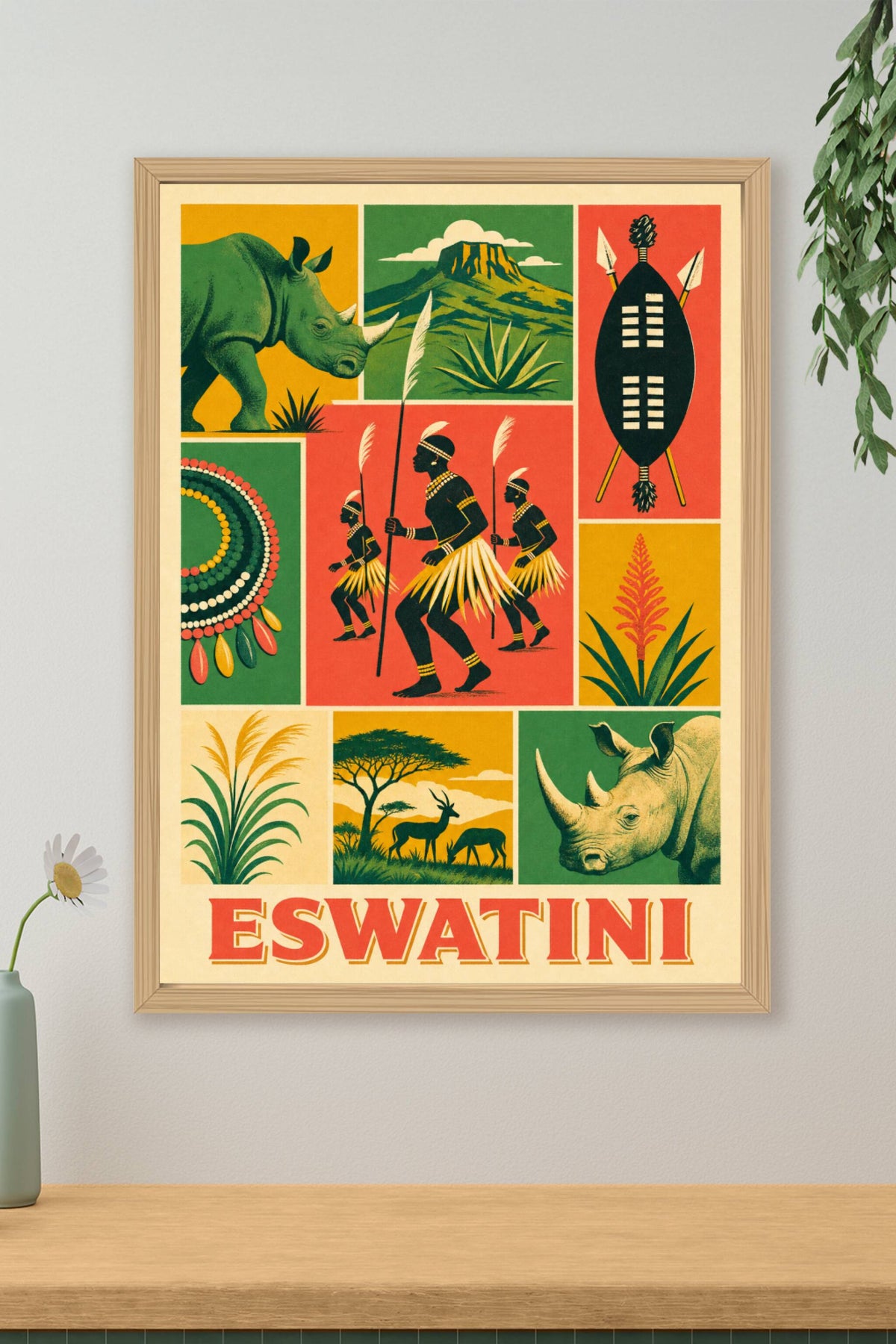 Affiche d'Eswatini, poster guerriers swazis