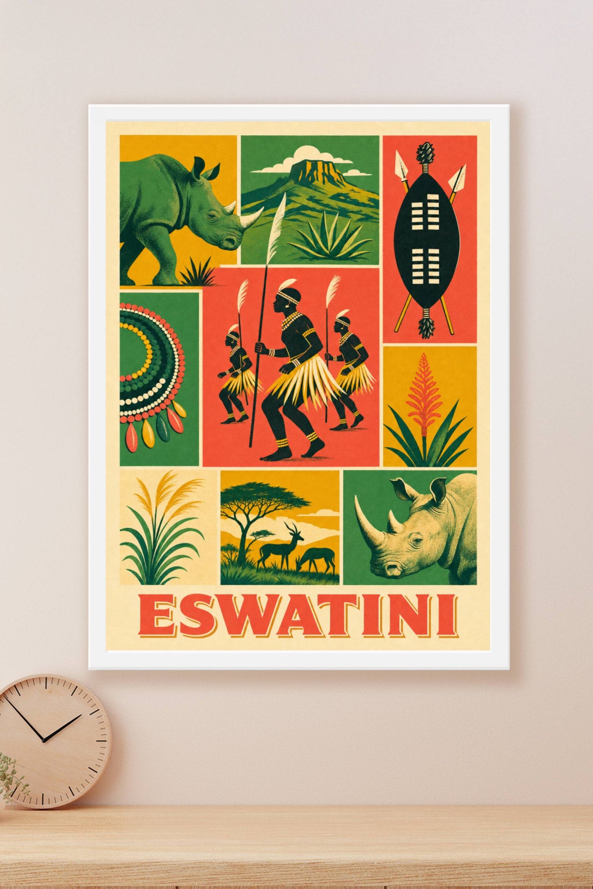 Affiche d'Eswatini, poster guerriers swazis