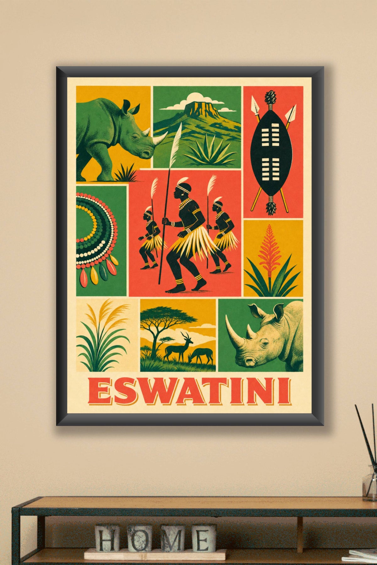 Affiche d'Eswatini, poster guerriers swazis