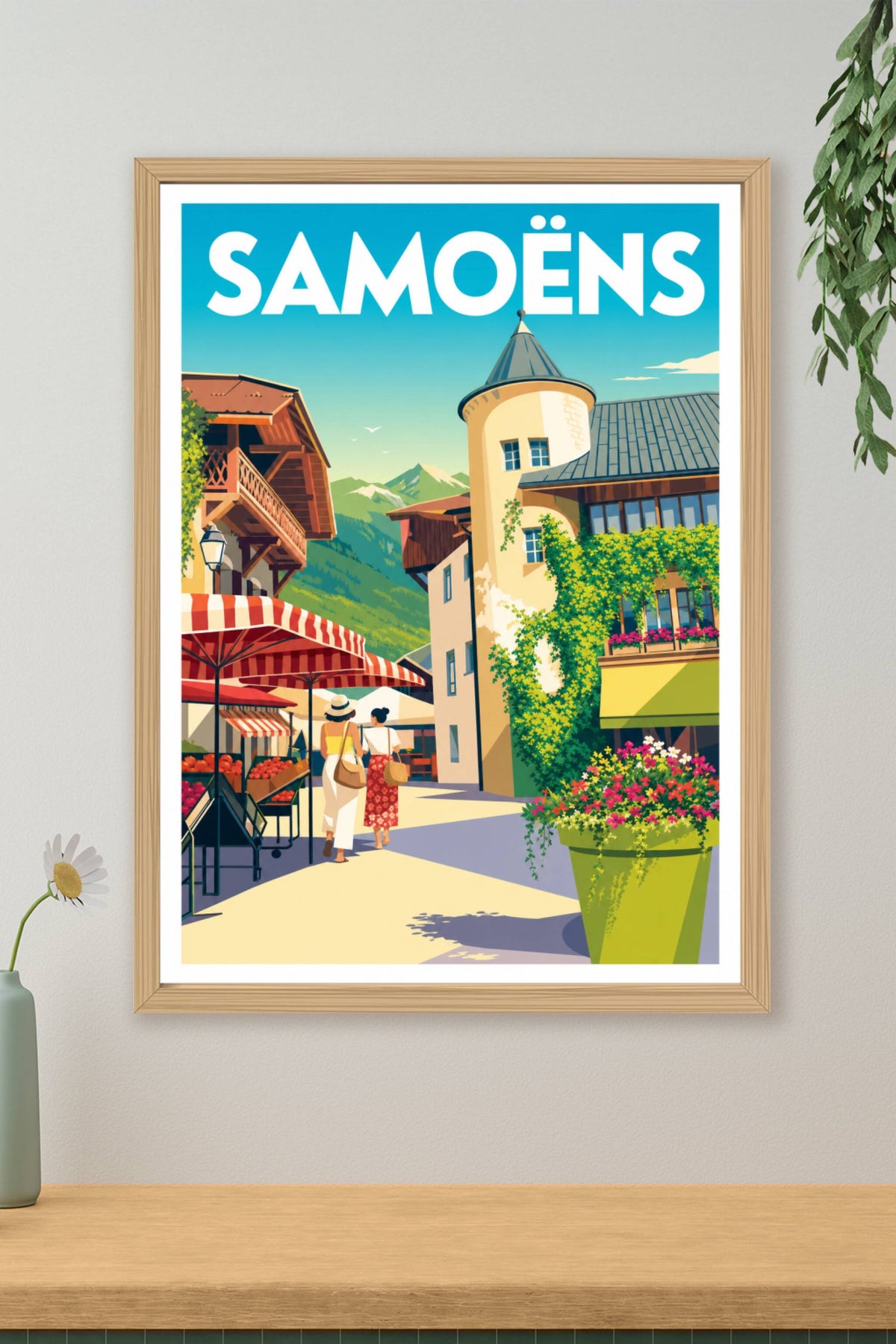 Affiche de Samoëns, poster village des Alpes