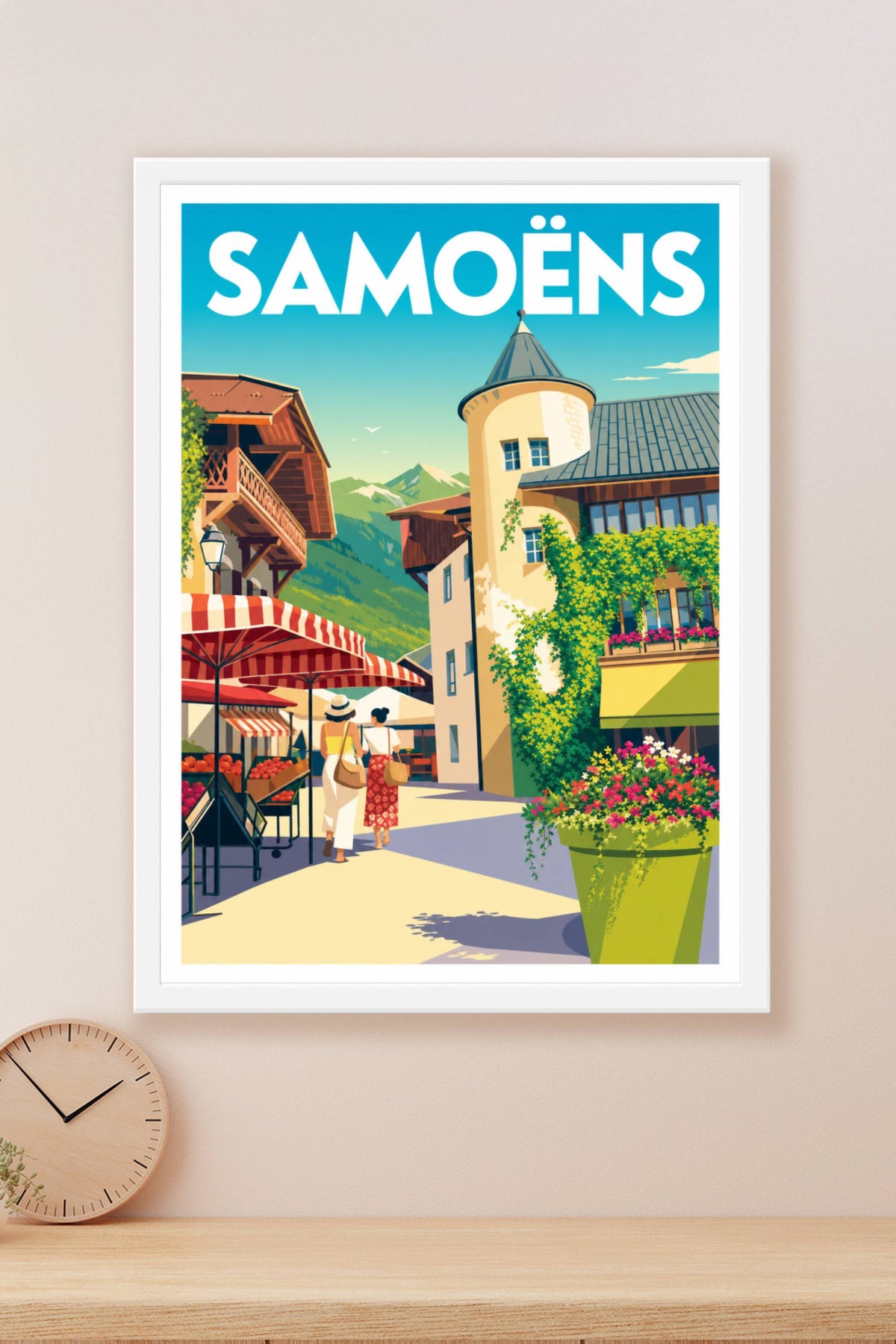 Affiche de Samoëns, poster village des Alpes
