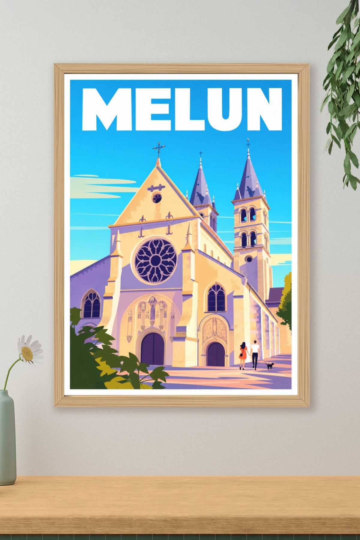 Affiche de Melun, poster collégiale Notre-Dame