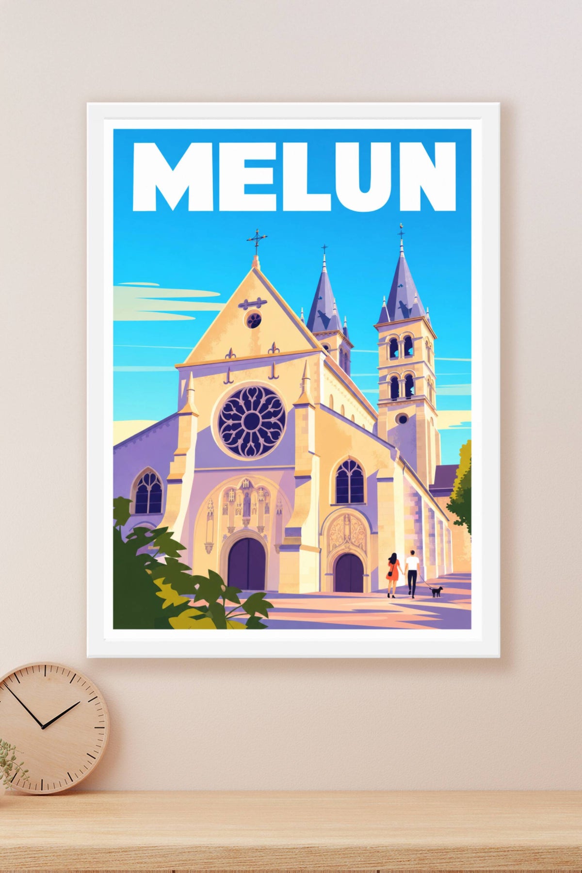 Affiche de Melun, poster collégiale Notre-Dame