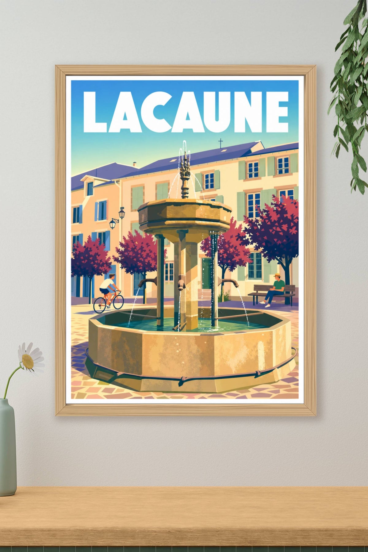 Affiche de Lacaune, poster fontaine centrale