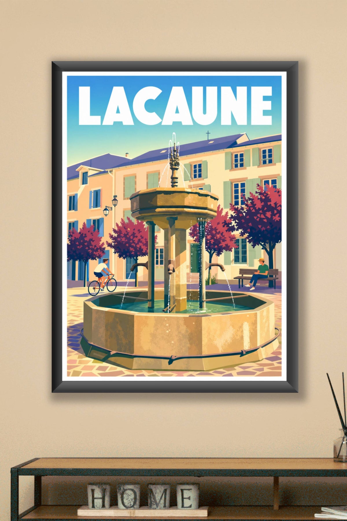 Affiche de Lacaune, poster fontaine centrale