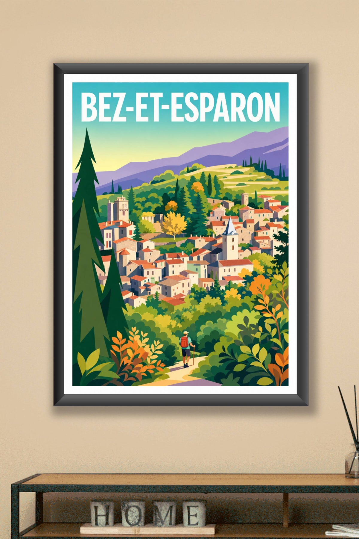Affiche Bez-et-Esparon, poster village Gard