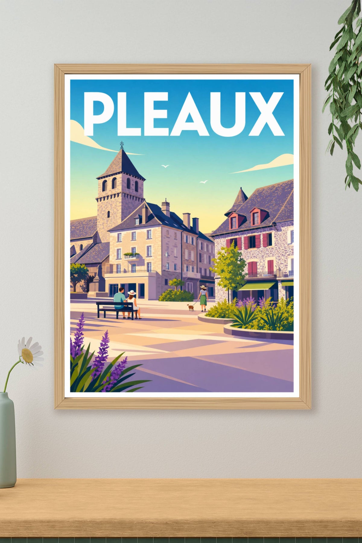 Affiche de Pleaux, poster village du Cantal