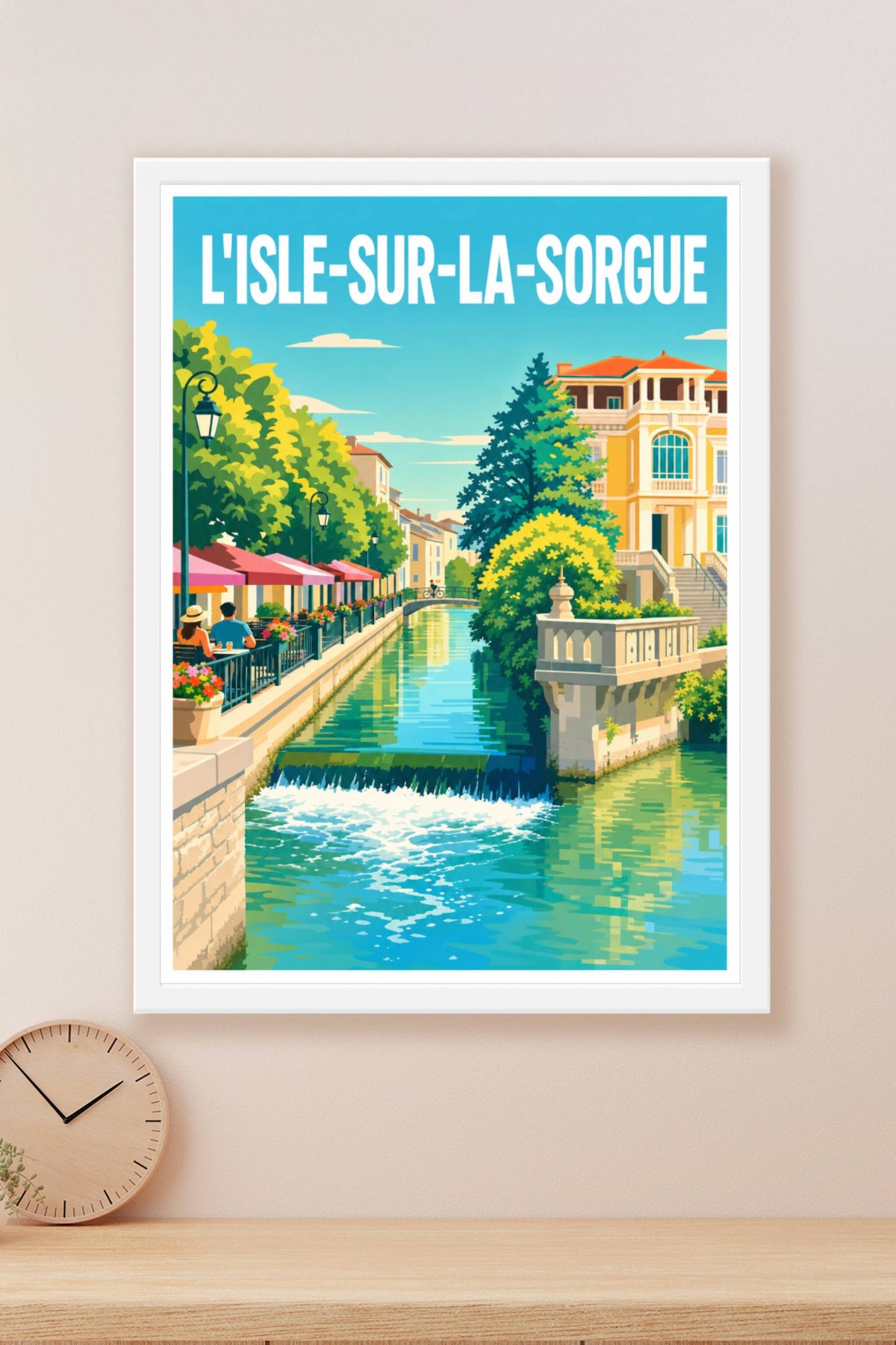 Poster L'Isle-sur-la-Sorgue, affiche canaux de Provence