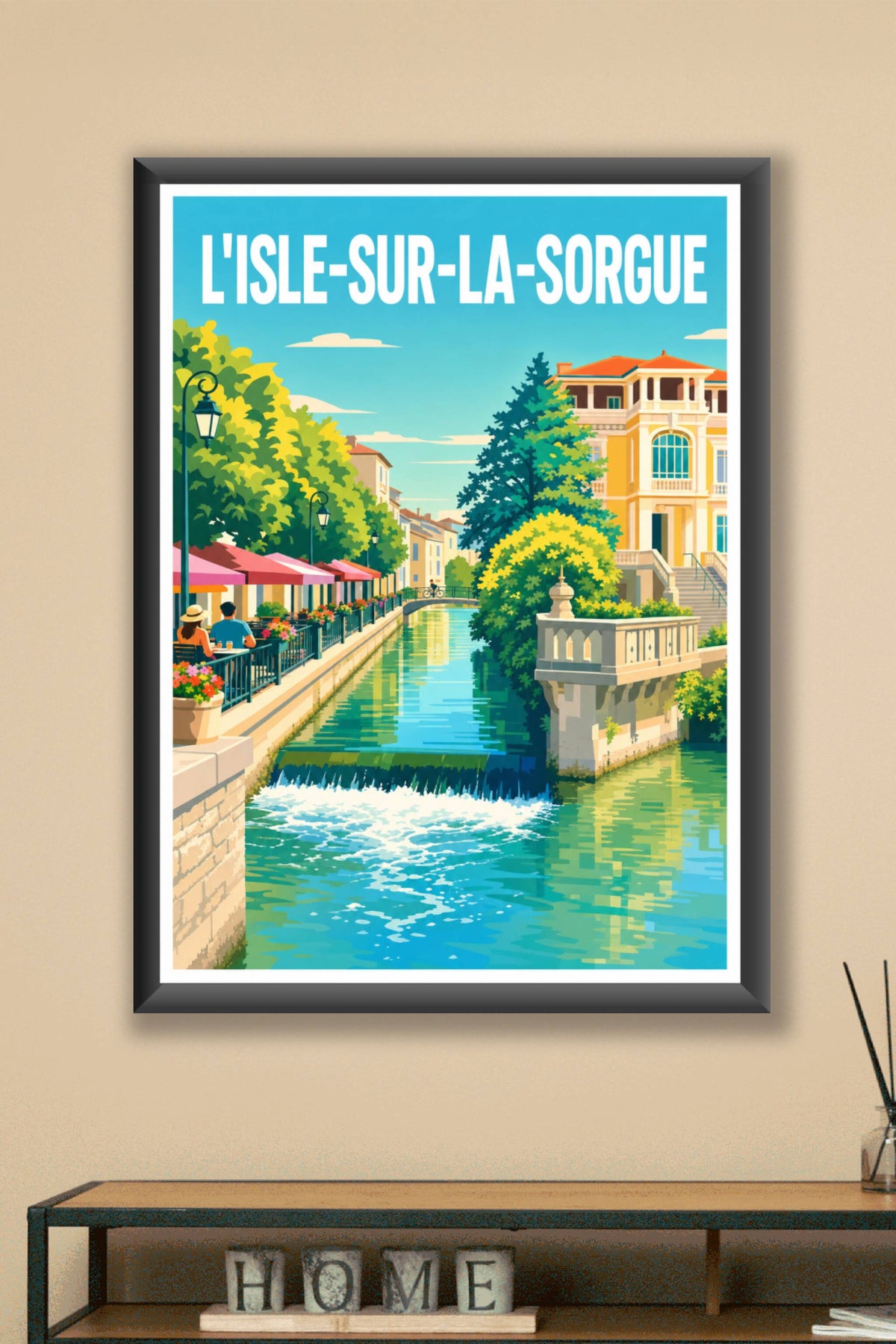 Poster L'Isle-sur-la-Sorgue, affiche canaux de Provence