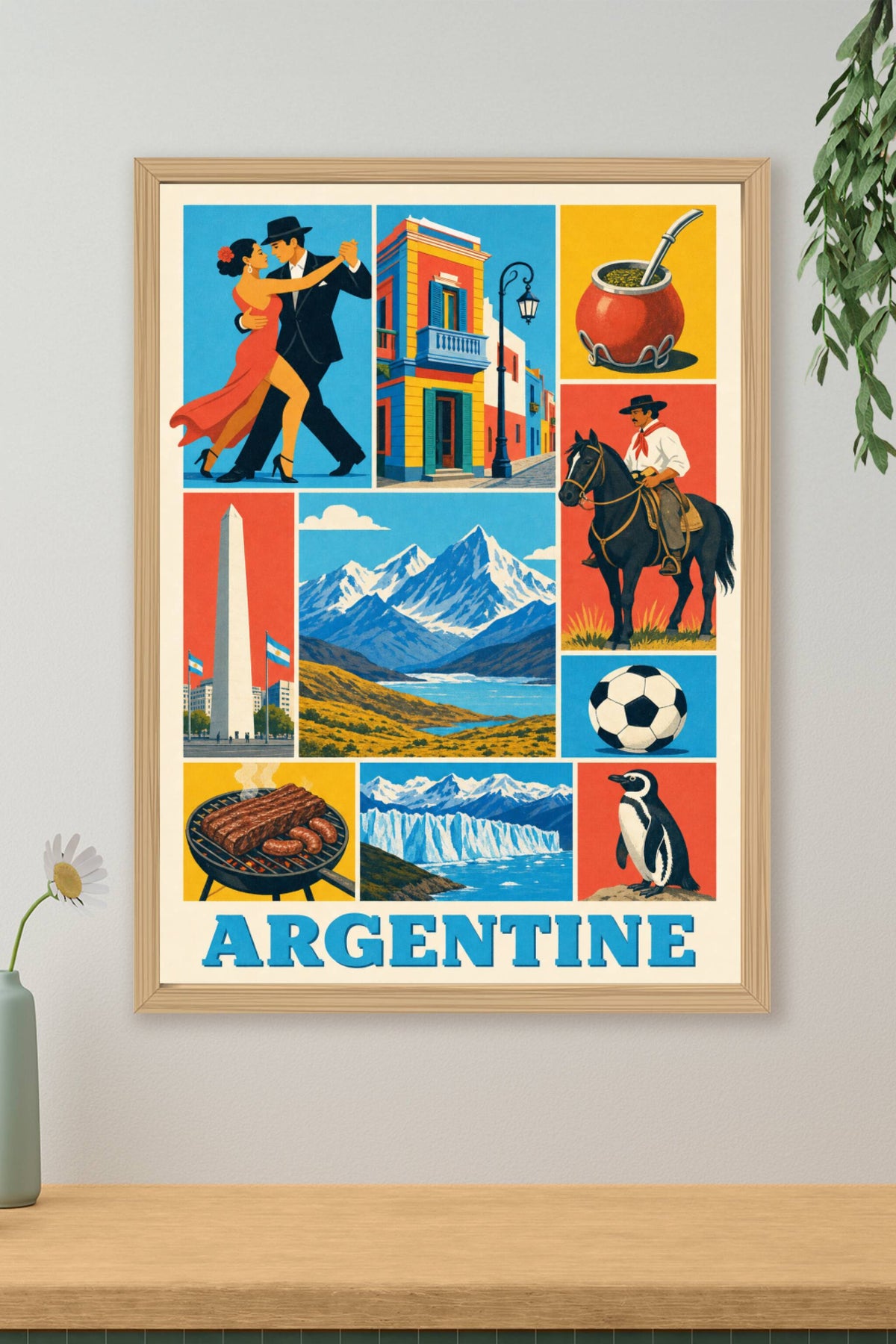 Affiche d'Argentine, poster de voyage vintage