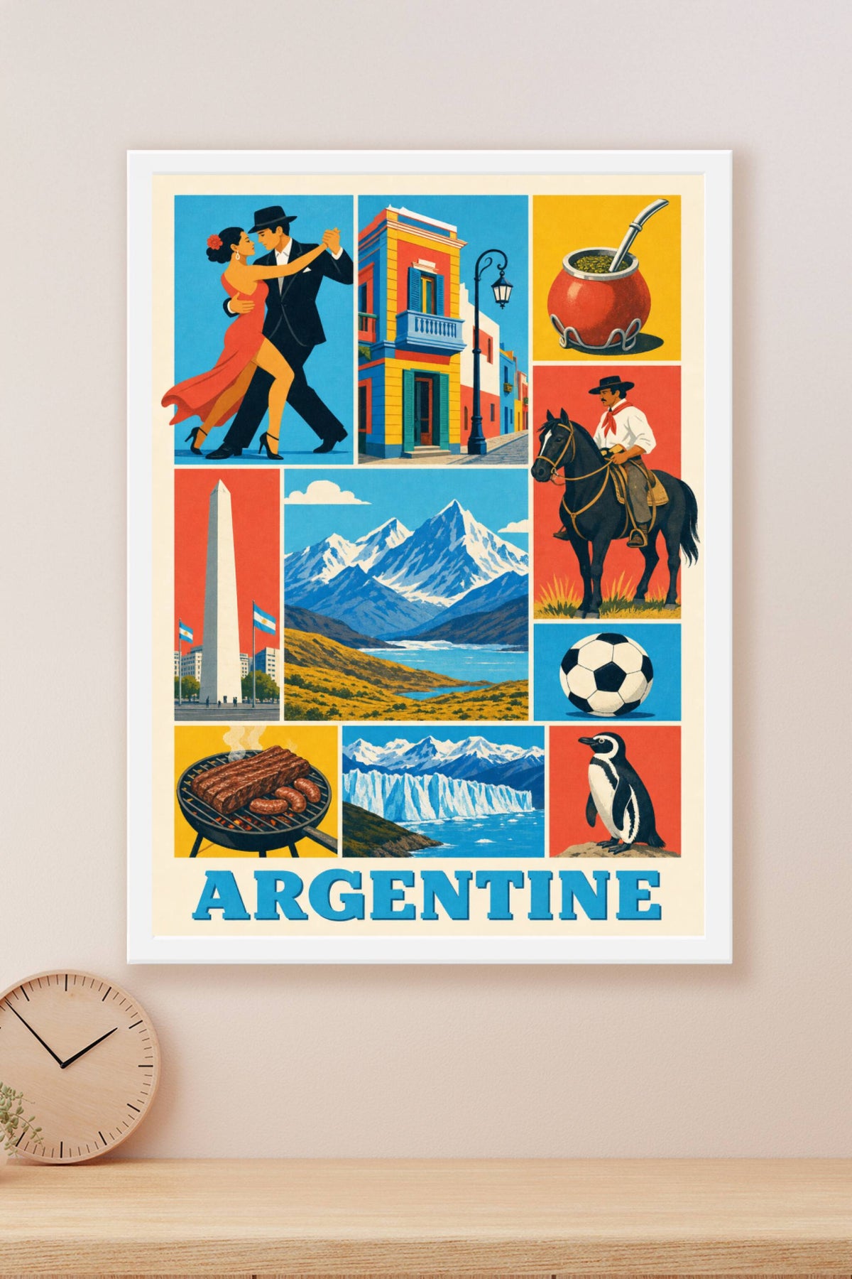 Affiche d'Argentine, poster de voyage vintage