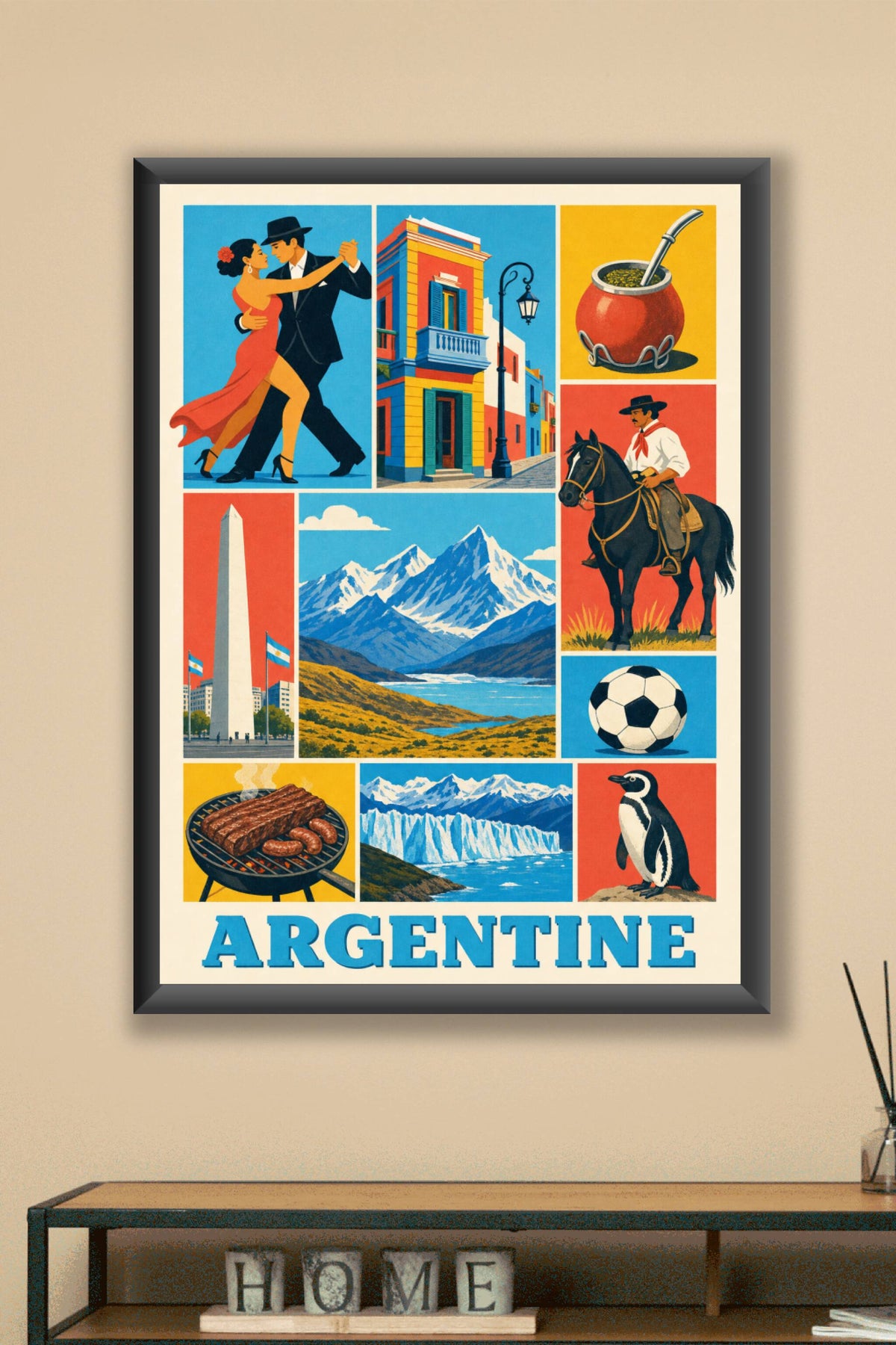 Affiche d'Argentine, poster de voyage vintage