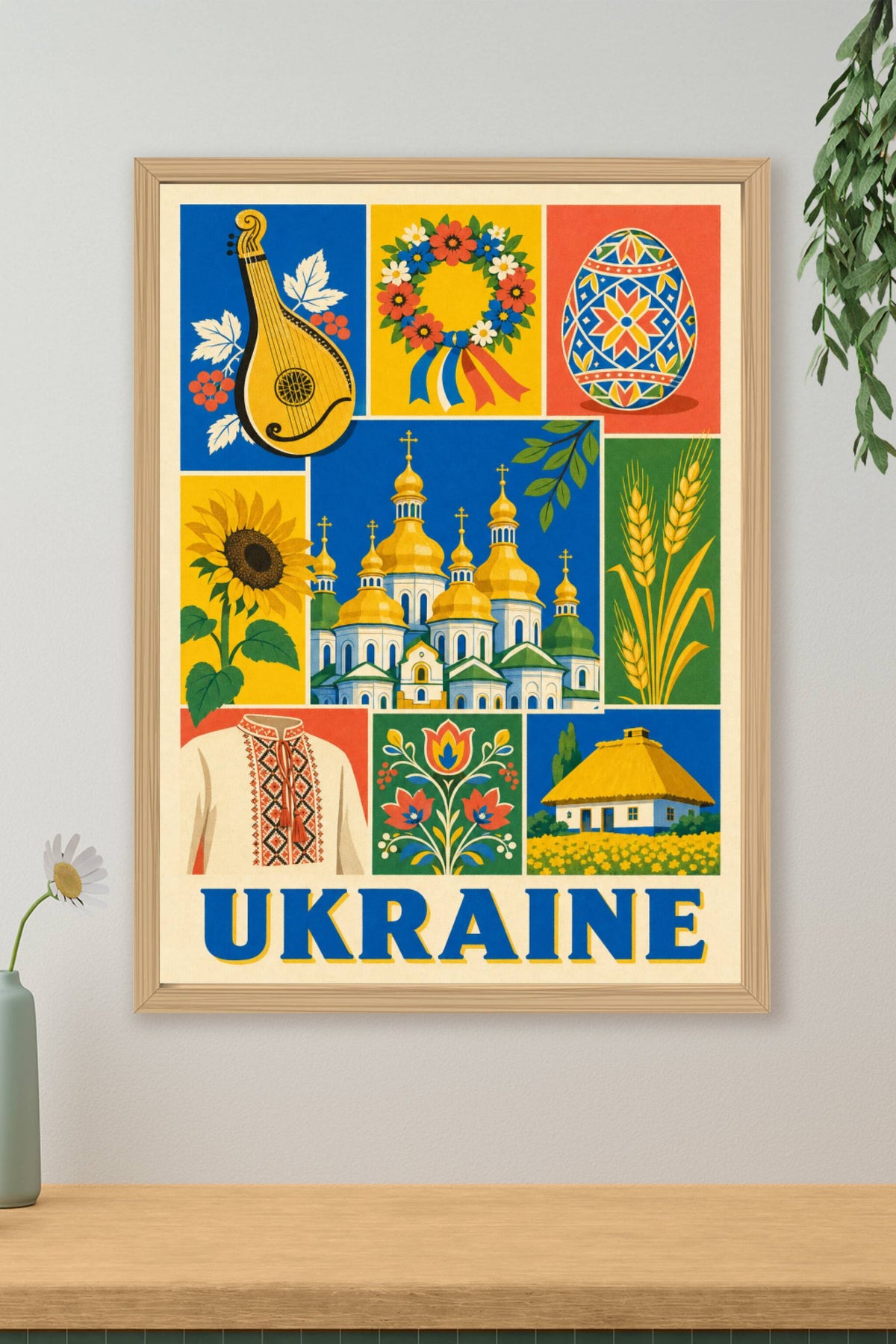 Affiche de l'Ukraine, poster symboles folklore