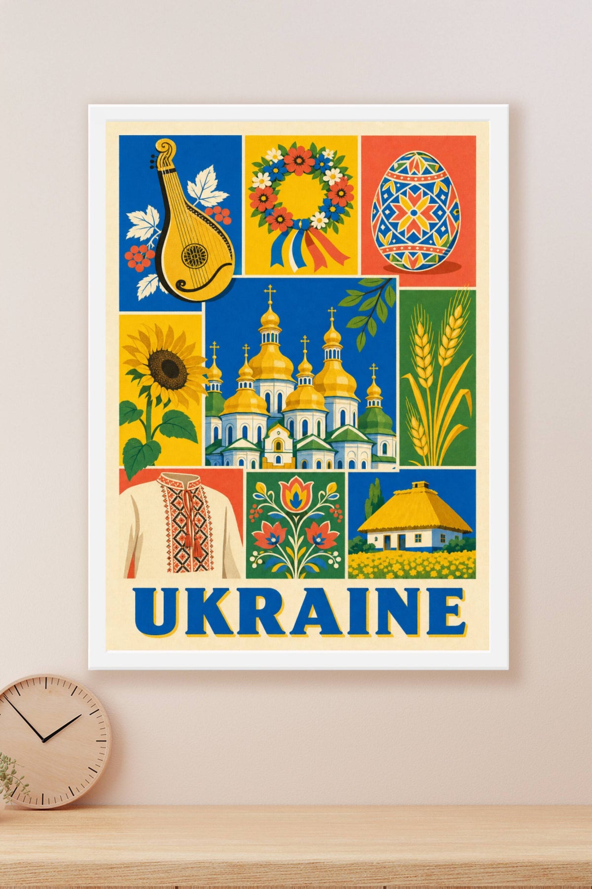 Affiche de l'Ukraine, poster symboles folklore