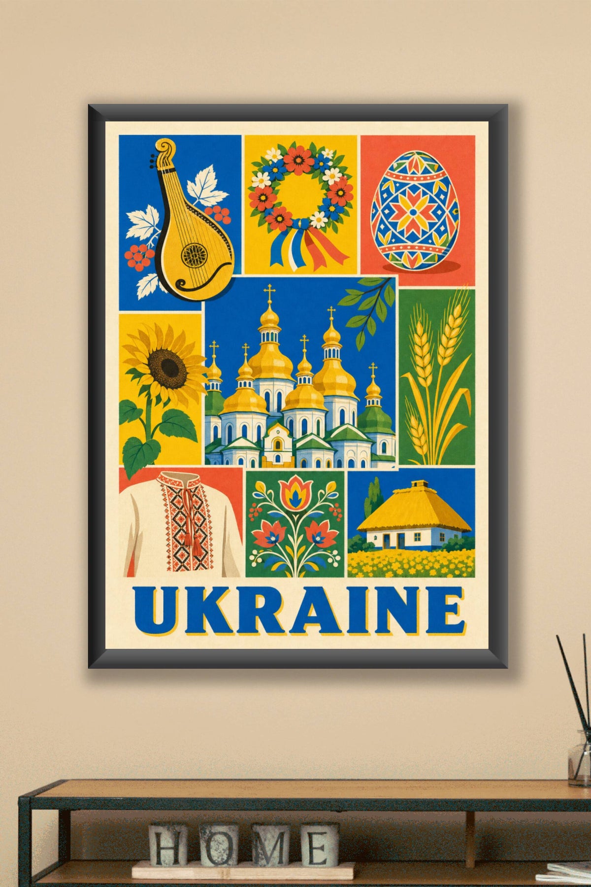 Affiche de l'Ukraine, poster symboles folklore