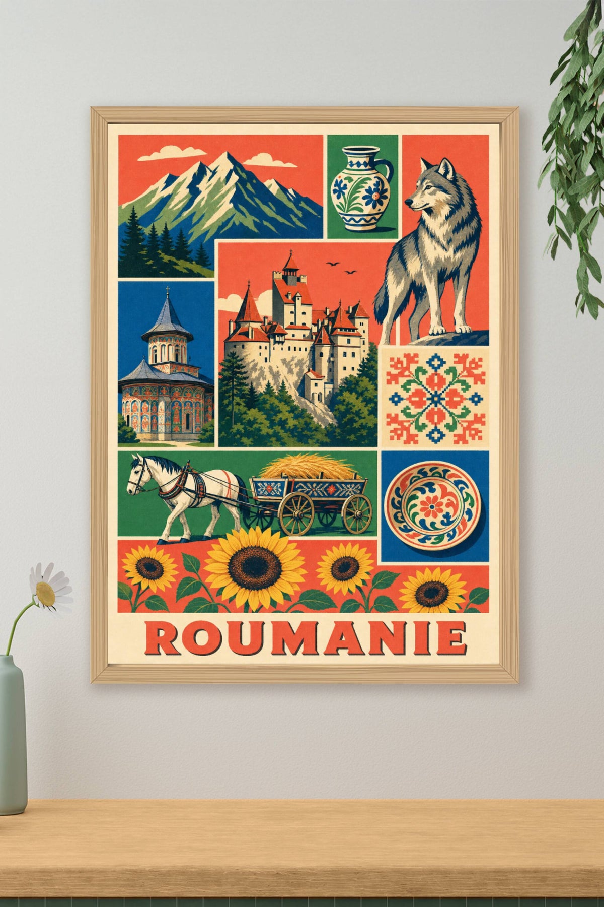 Affiche de Roumanie, poster château de Bran