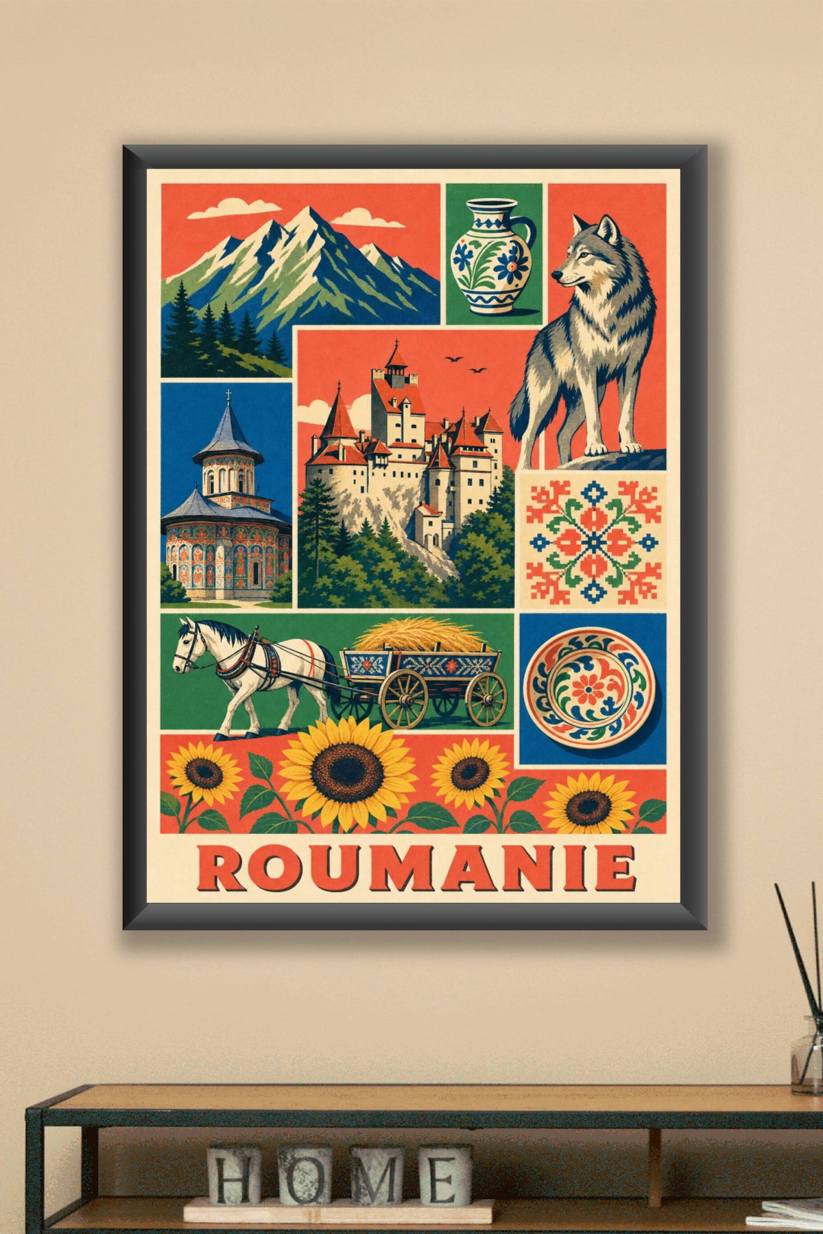 Affiche de Roumanie, poster château de Bran