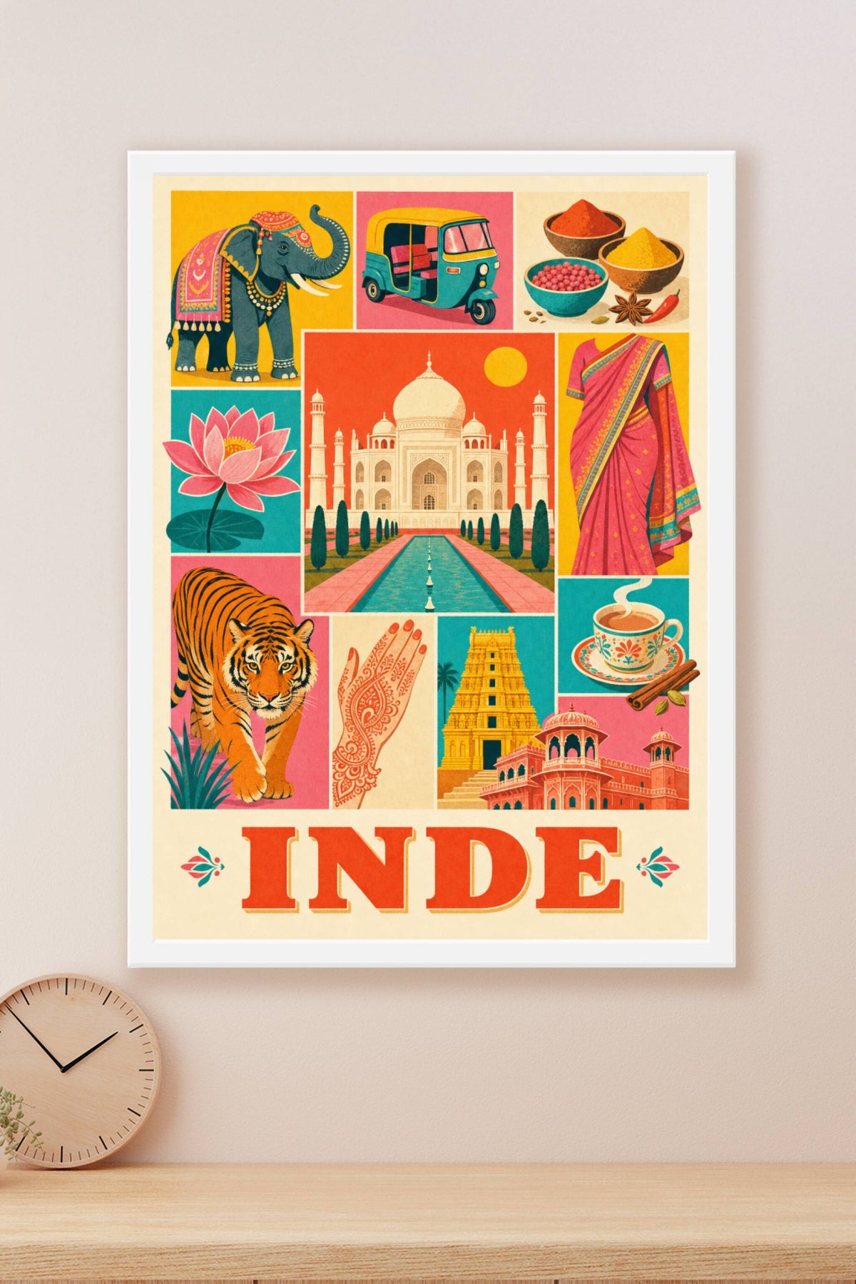 Poster de l'Inde, illustration Taj Mahal