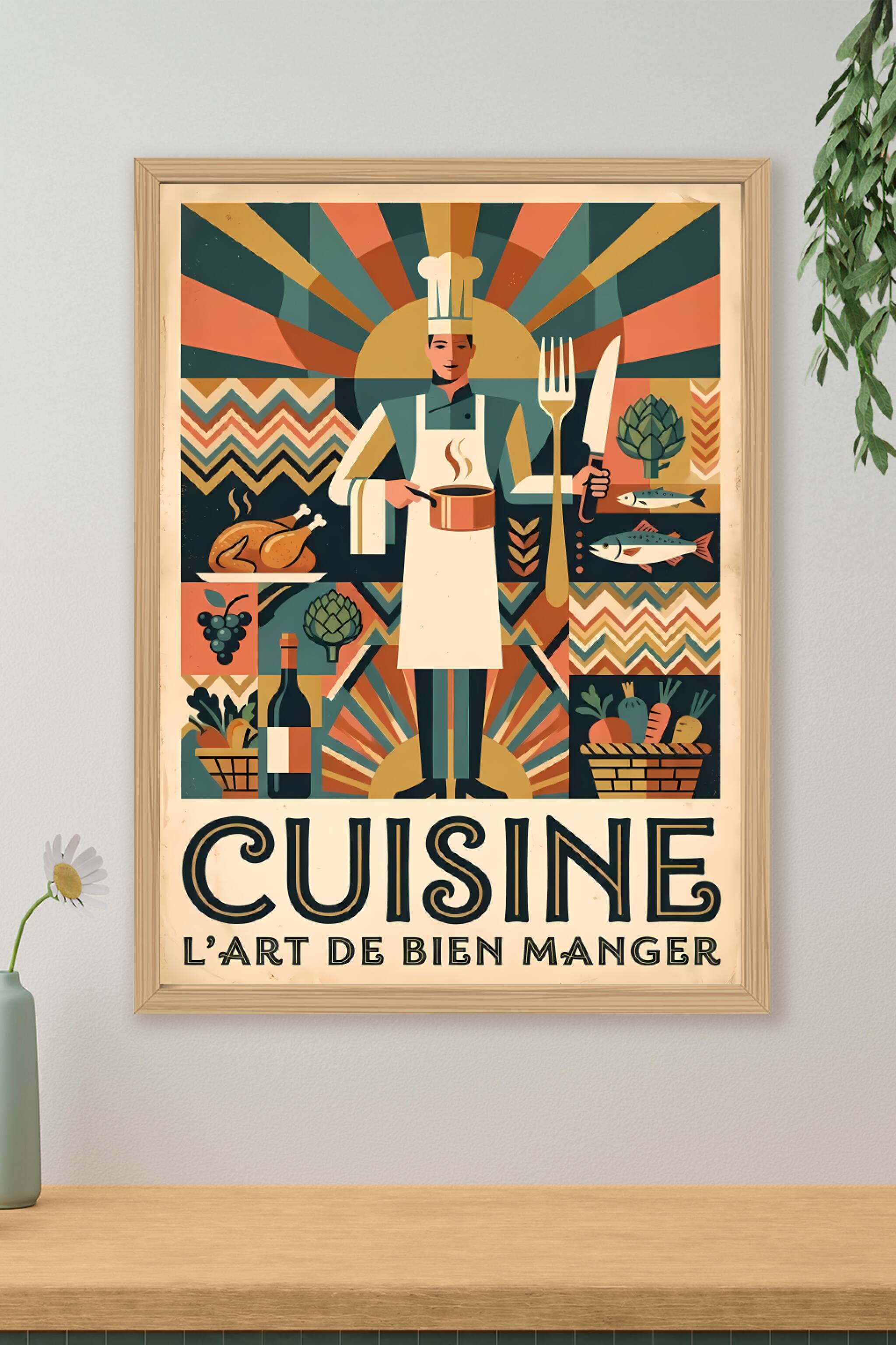 Affiche de cuisine vintage, poster art de bien