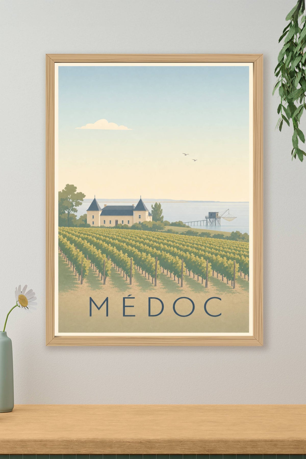 Affiche du Médoc, poster vignoble et carrelet