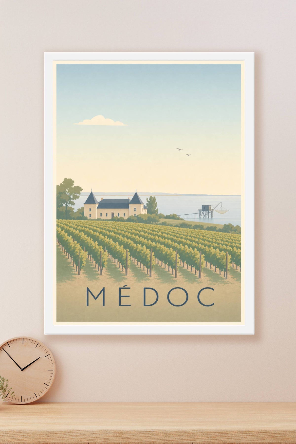 Affiche du Médoc, poster vignoble et carrelet