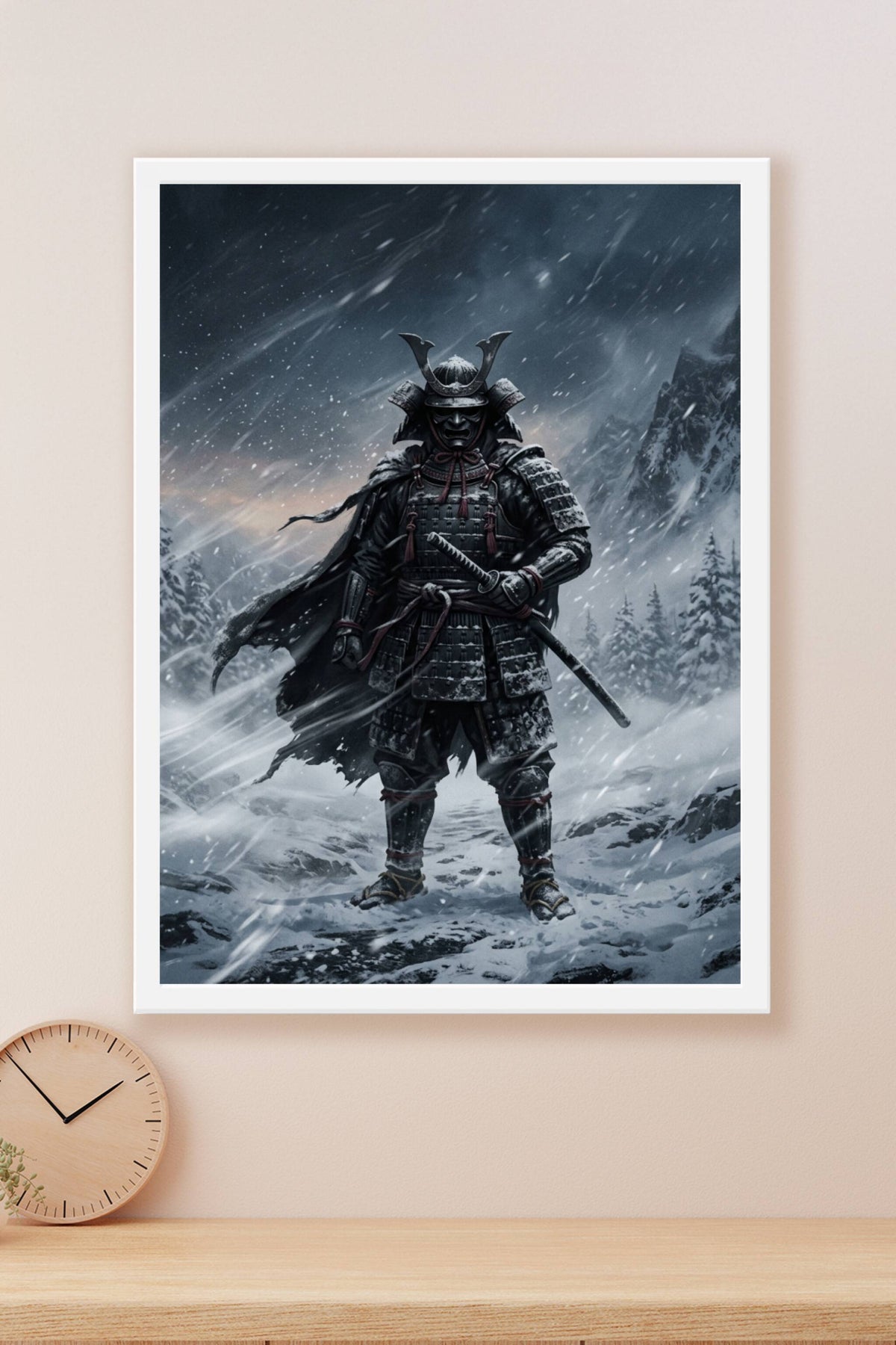 Affiche Samouraï Japonais, poster guerrier sous la neige