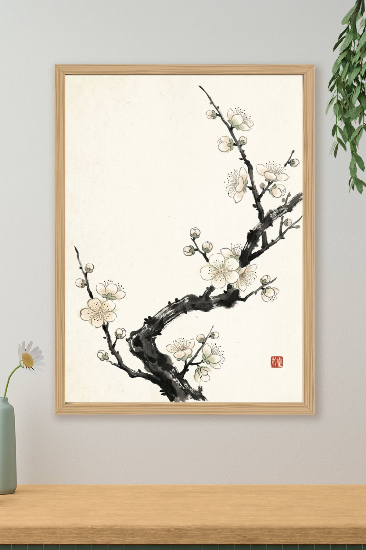 Affiche de Cerisier Japonais, poster fleurs de Sakura