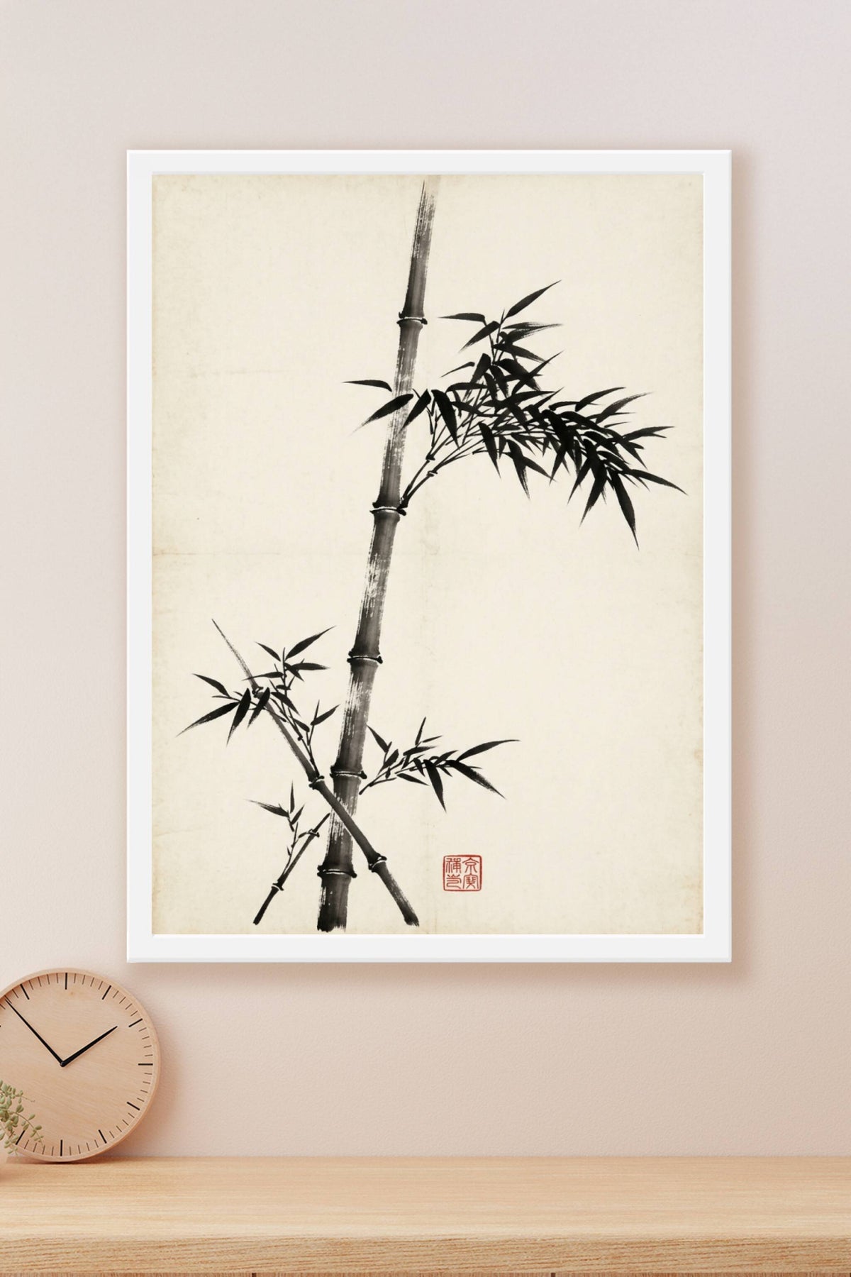 Affiche de bambou japonais, poster encre de chine