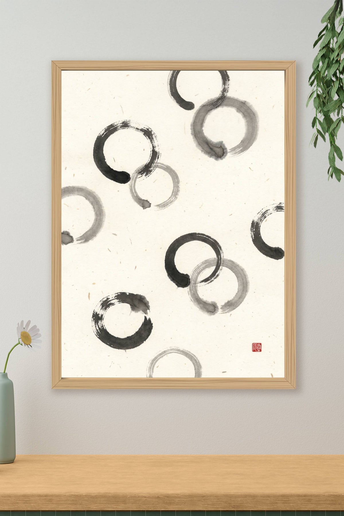 Affiche d'Enso japonais, poster cercles zen