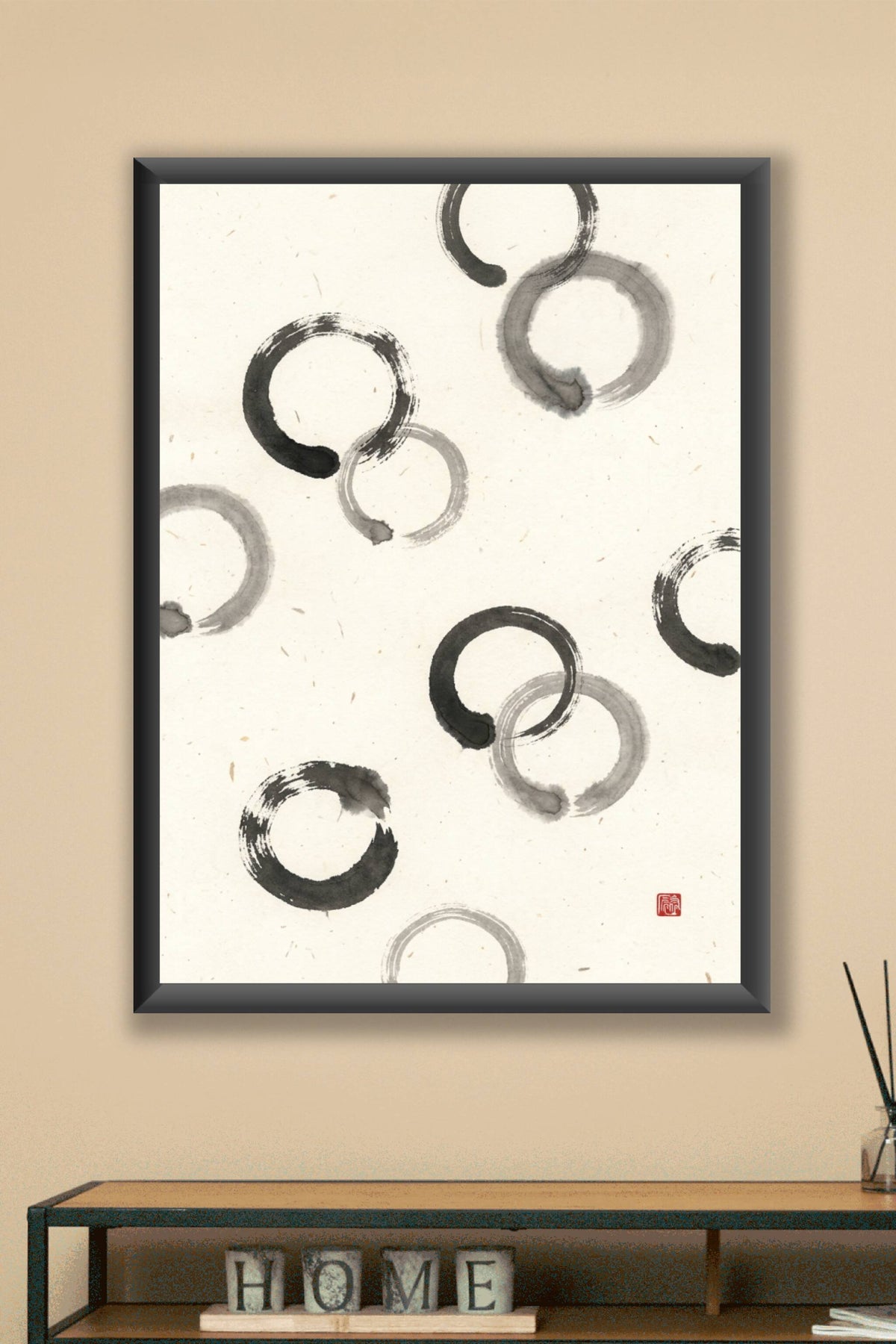 Affiche d'Enso japonais, poster cercles zen