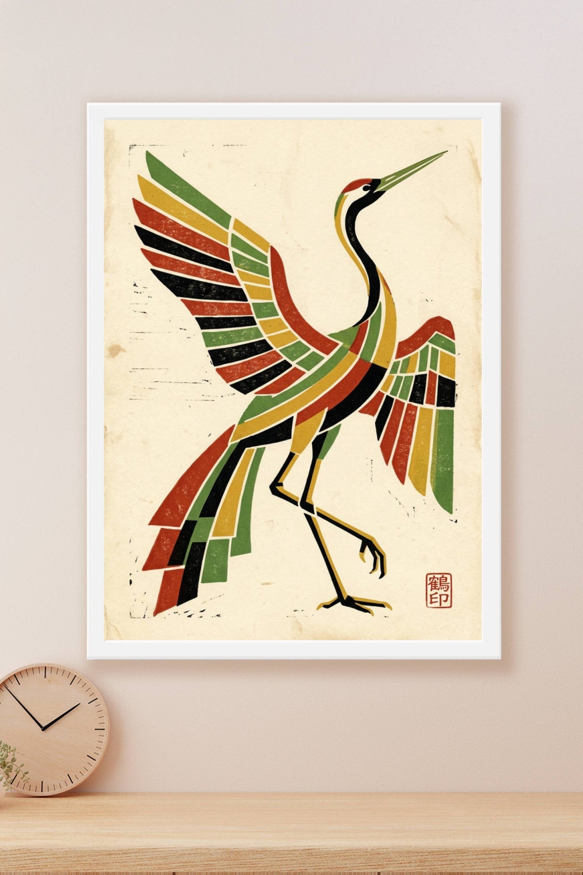 Affiche Grue du Japon, poster géométrique