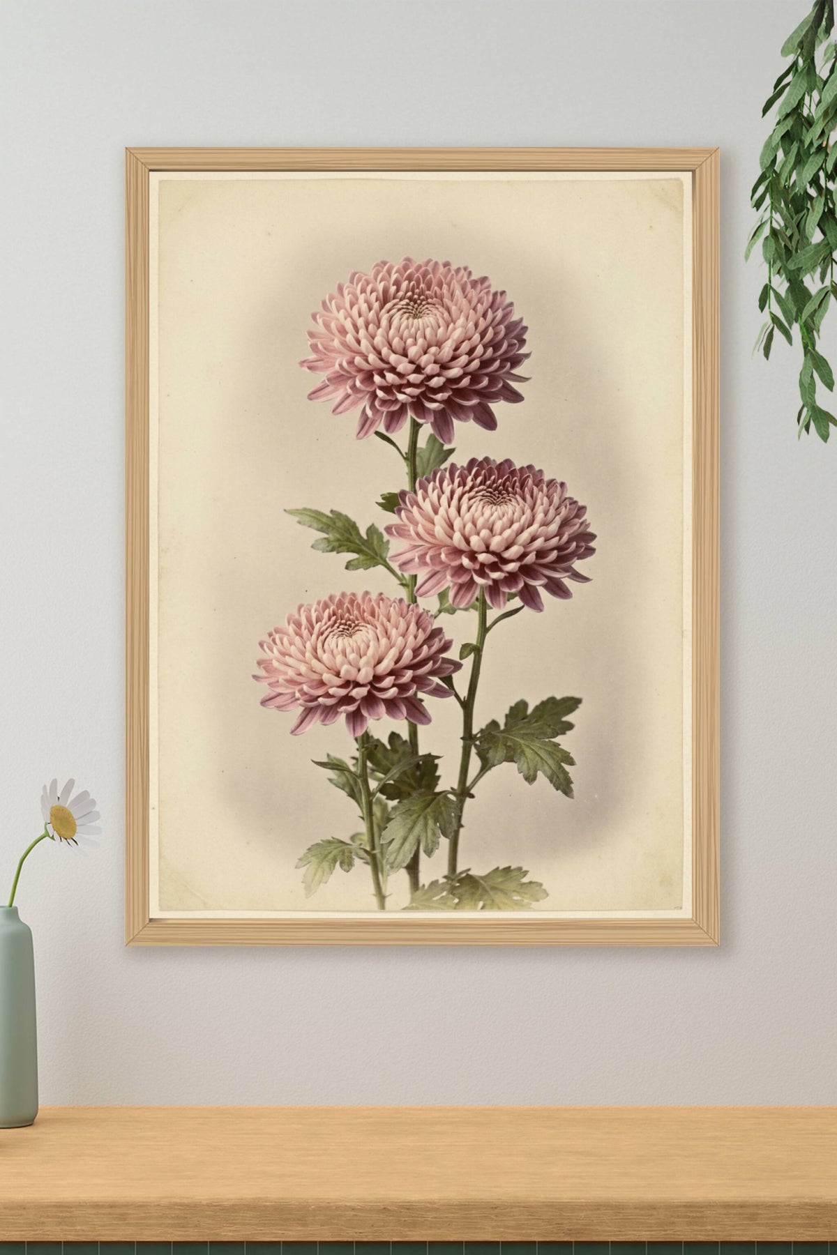Affiche de Chrysanthèmes, poster art japonais